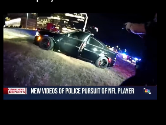 Marshawn Kneeland has abandoned his car as police approach it, as seen from a video post dated November 27, 2025. | Source: Facebook Reel/NBCNightlyNewswithTomLlamas