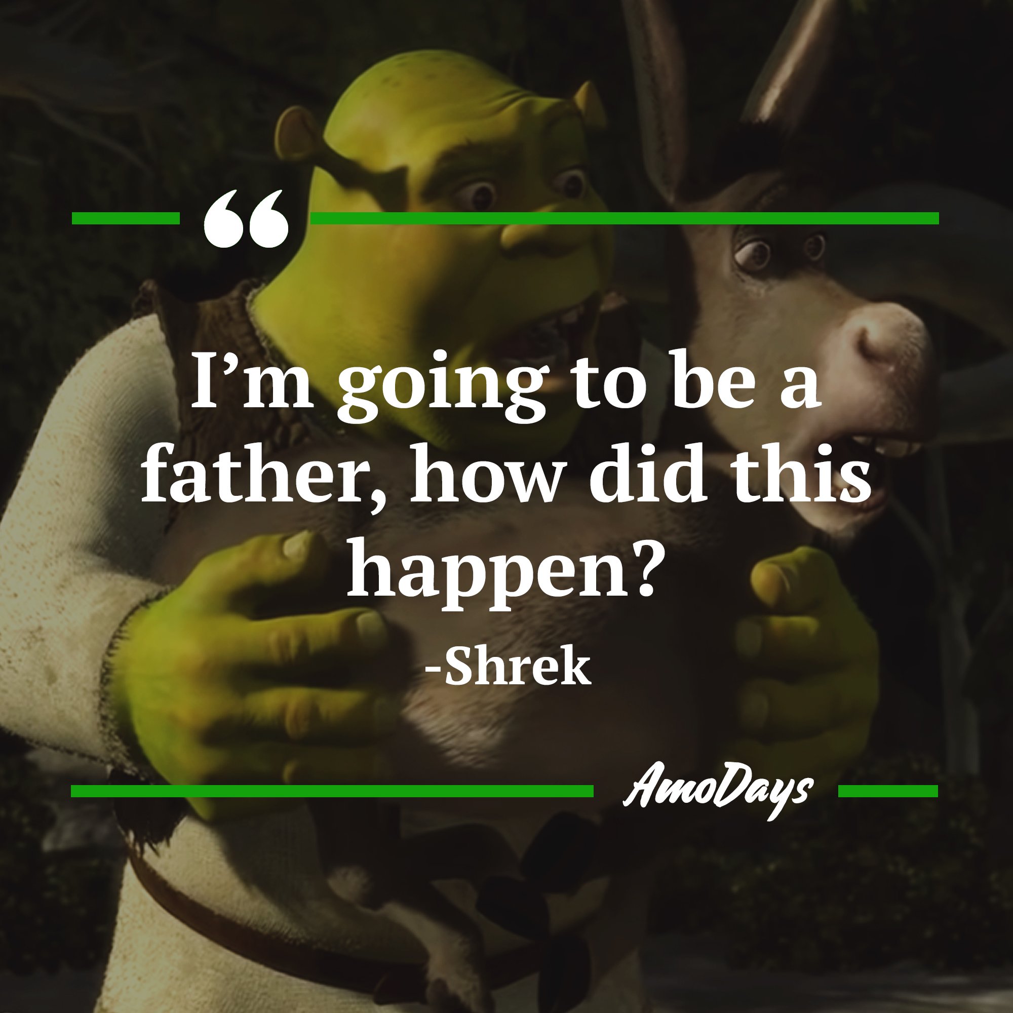 Shrek's quote: “I’m going to be a father, how did this happen?” | Image: AmoDays
