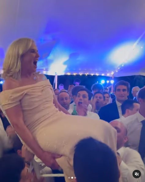 Kerry Kennedy being lifted in a chair at her daughter's wedding, posted on July 23, 2024 | Source: Instagram/kerrykennedyrfk