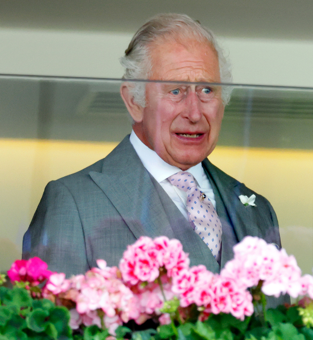 King Charles III watches from the Royal Box at Ascot Racecourse on June 22, 2023 in Ascot, England | Source: Getty Images