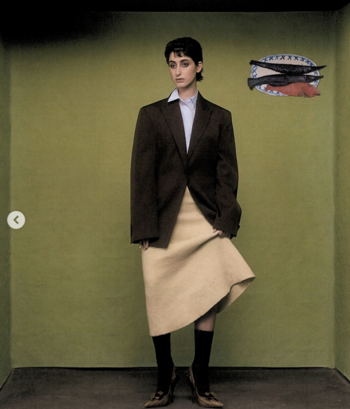 Rama Duwaji is in a coat and cream-colored skirt, seen from a post dated December 23, 2025. | Source: Instagram/thecut