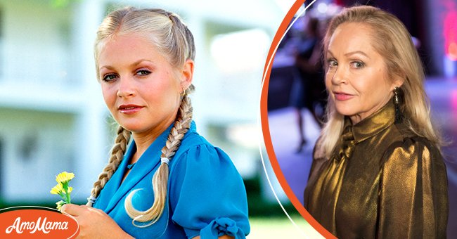 Charlene Tilton posing on the lawn of the Southfork ranch as Lucy Ewing on "Dallas" on January 1, 1979, and her at the Charmaine Blake Presents The Faber Ryan Youth Foundation Gala on October 12, 2019, in Hollywood, California. | Source: CBS & Greg Doherty/Getty Images