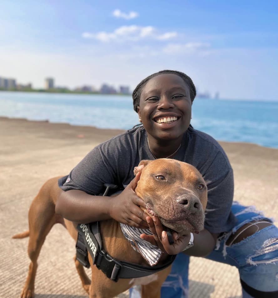 Riziki Ilenre and her dog, Chief, at Montrose Beach in Chicago, from a post dated May 16, 2023 | Source: Facebook/Riziki Ilenre