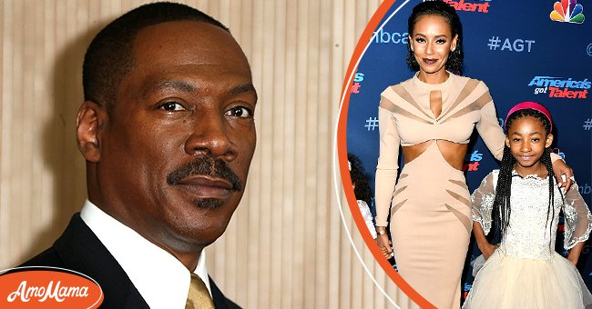 Portrait of Comedian Eddie Murphy at an event. [Left] | Melanie Brown and daughters arrive at "America's Got Talent" Season 11 Finale Live Show at Dolby Theatre on September 13, 2016. [Right] | Photo: Getty Images
