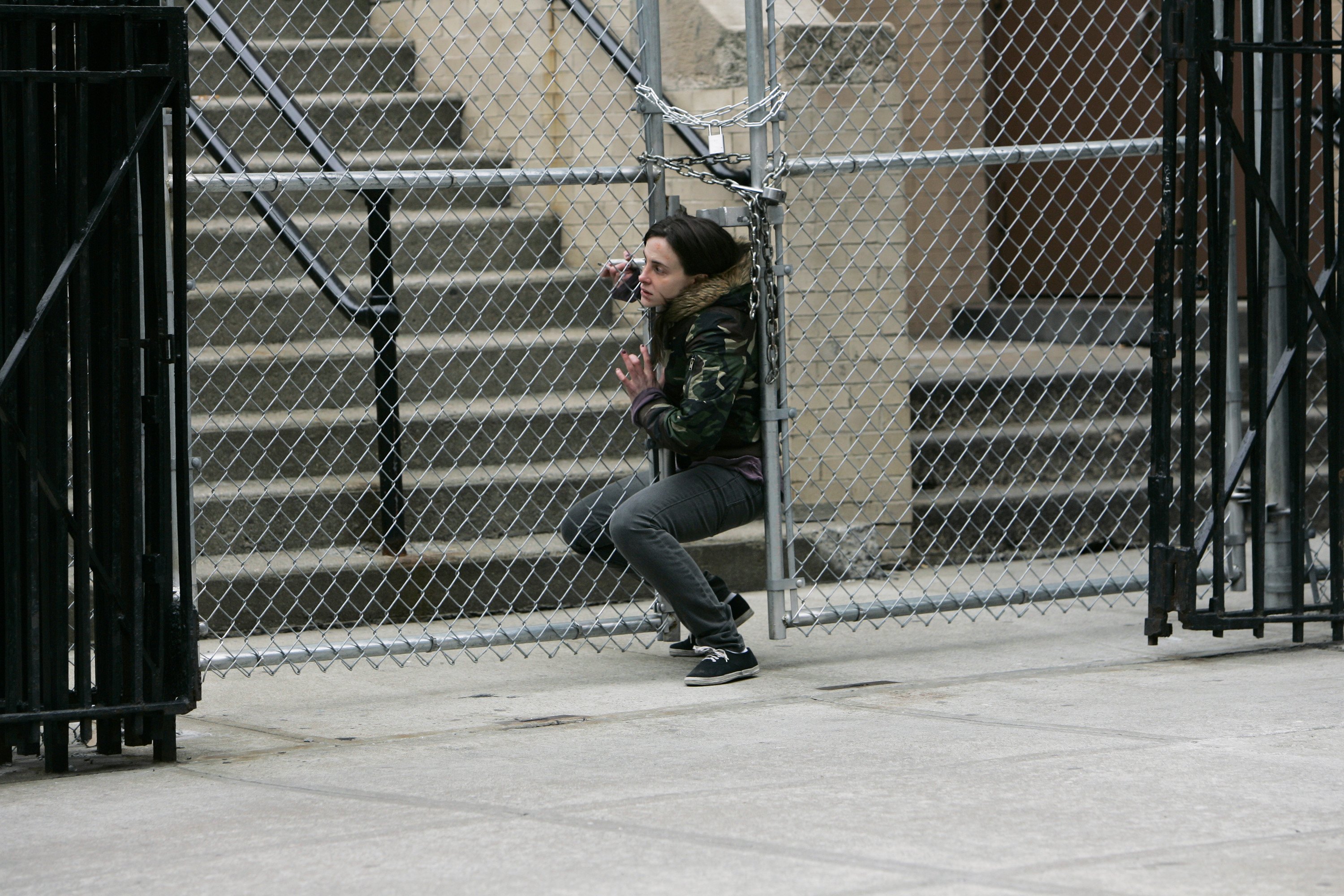 Maria Dizza on the set of "Law & Order," 2008