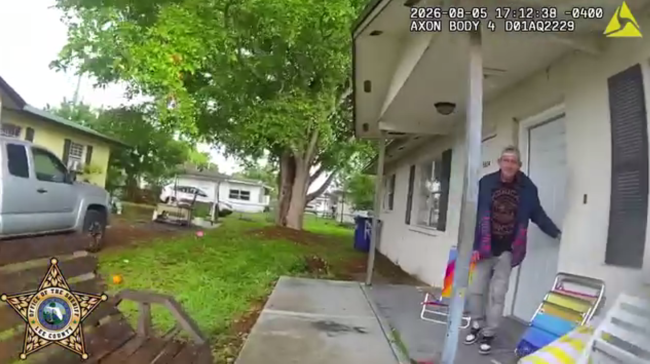 Bodycam footage showing David Charette Jr. his home in Fort Myers as officers tell him he needs to come with them, posted on August 6, 2026. | Source: Facebook/Lee County Sheriff's Office