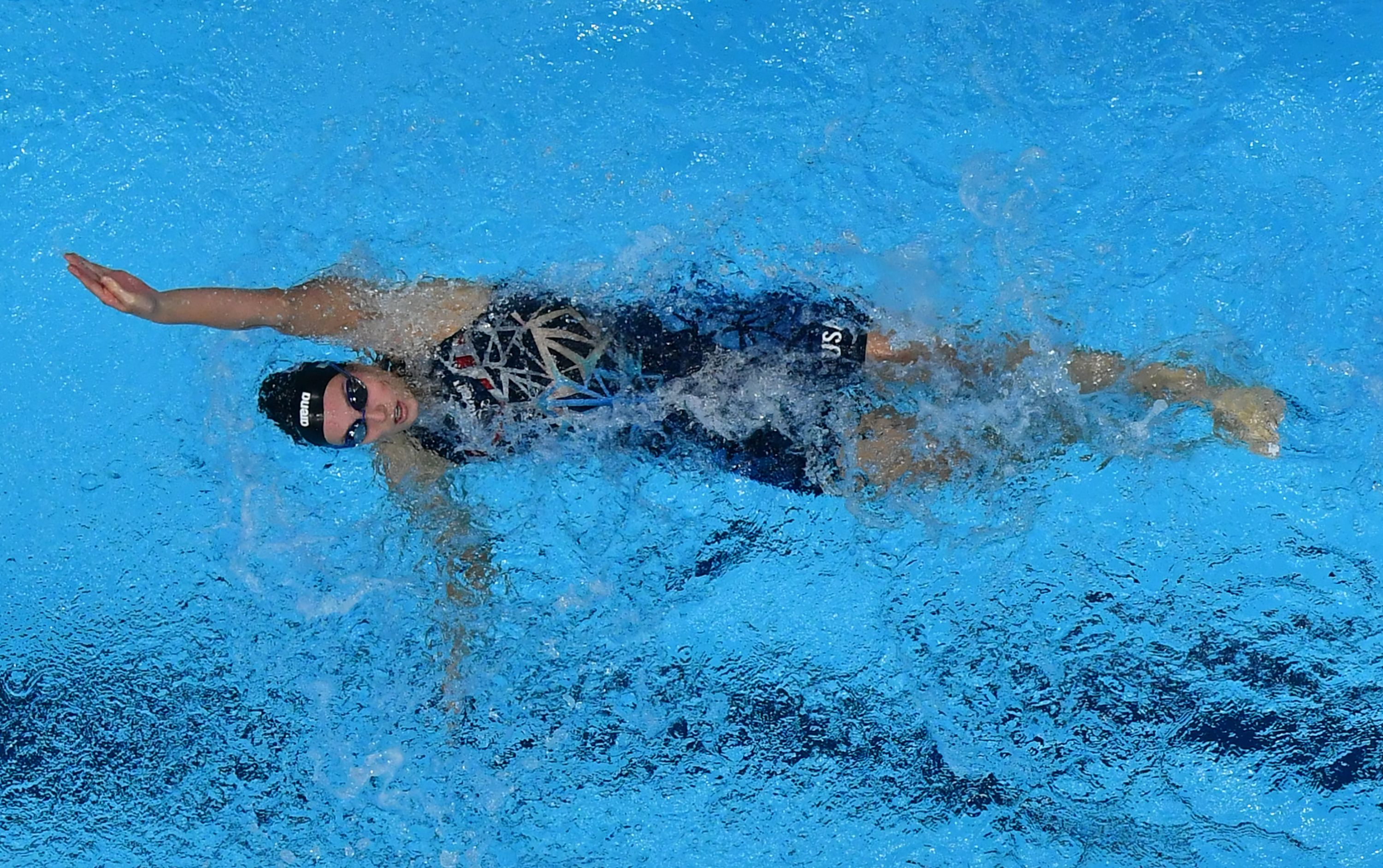 Alex Walsh competing in a semi-final of the women's 200m individual medley swimming event during the Tokyo 2020 Olympic Games in Tokyo on July 27, 2021. | Source: Getty Images