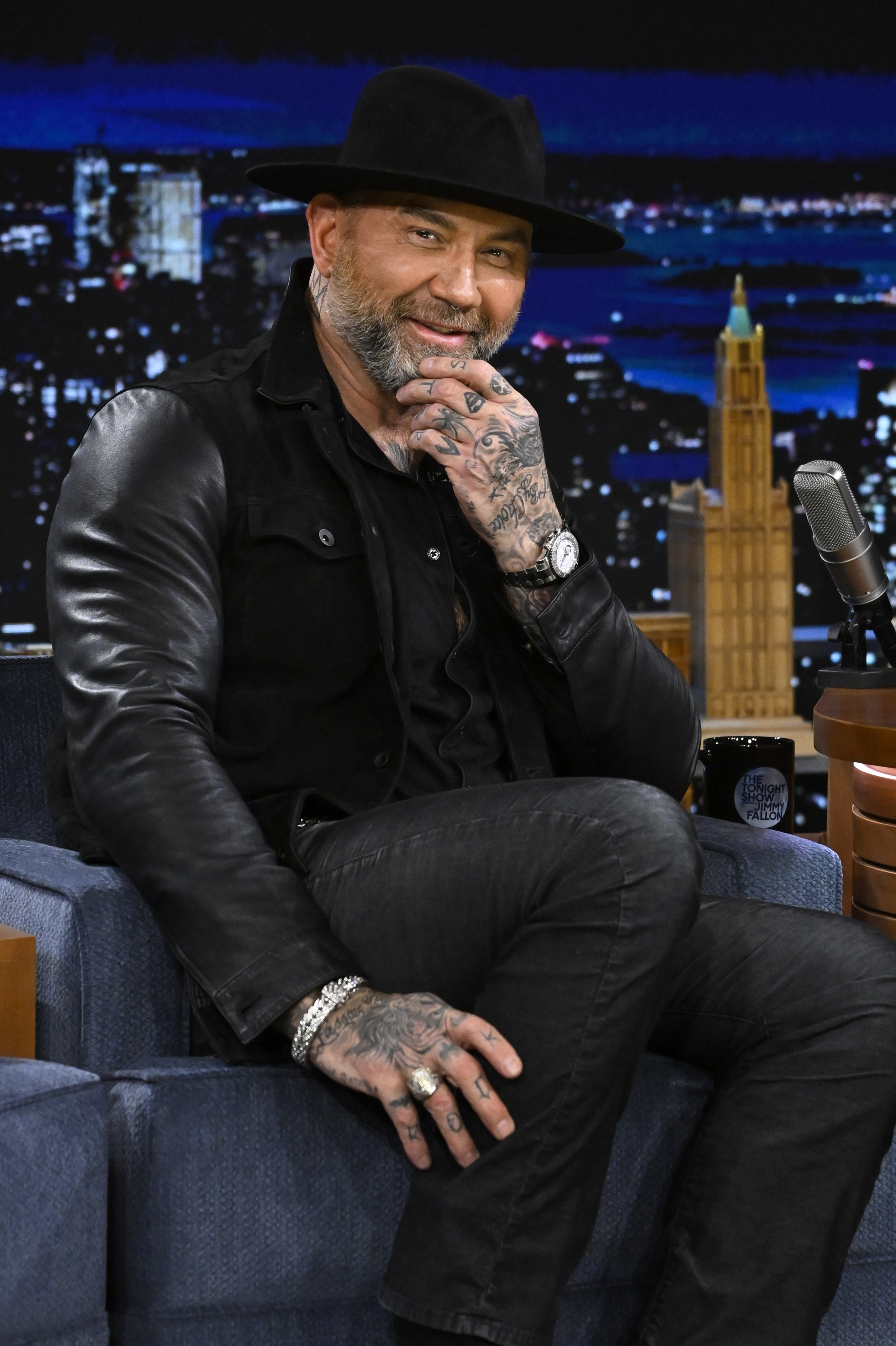 Dave Bautista during an interview on "The Tonight Show Starring Jimmy Fallon," on January 31, 2023. | Source: Getty Images