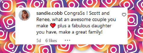 A fan comments on Scott Baio celebrating 17 years of marriage with his wife Renee Baio, on an Instagram post, dated September 14, 2024 | Instagram/realscottbaio/