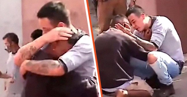 Un padre consolando al hombre que atropelló a su pequeña hija con un vehículo. | Foto: Instagram.com/goodnews_movement