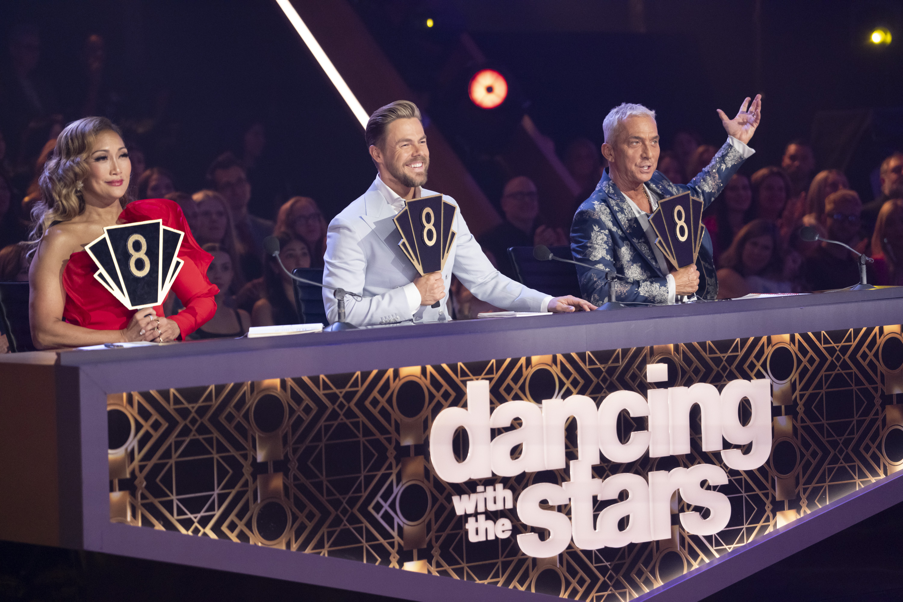 Carrie Ann Inaba, Derek Hough, and Bruno Tonioli judging "Disney Night" on October 22, 2024. | Source: Getty Images