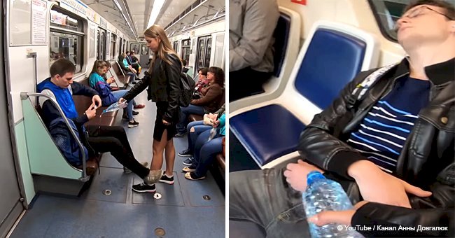 Girl purposefully pours water diluted with bleach on men to stop 'manspreading' on the train