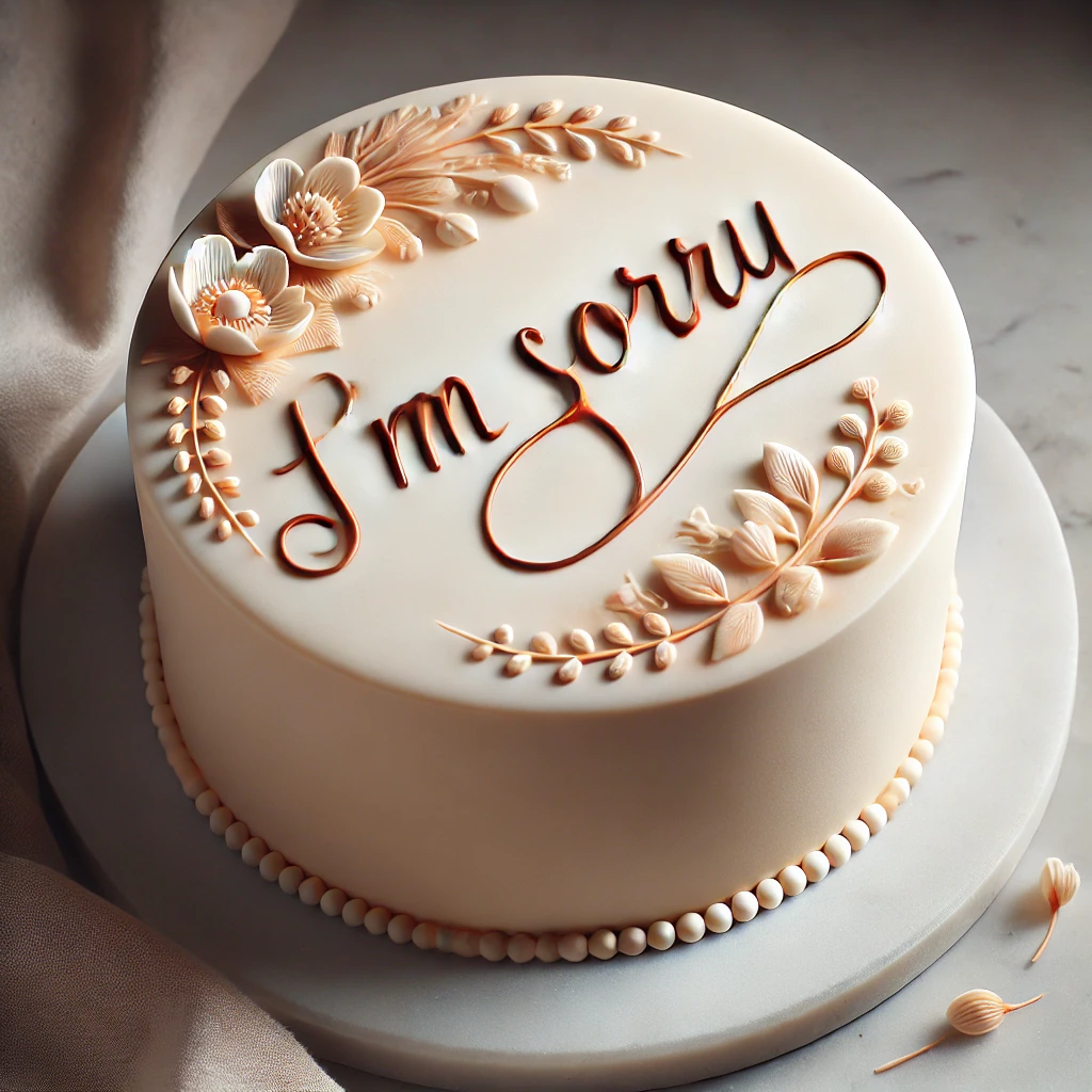 A cake iced with the words, 