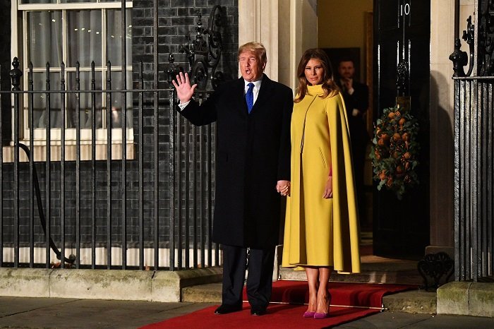Donald Trump, y la primera dama Melania Trump llegan al número 10 de Downing Street para una recepción el 3 de diciembre de 2019 en Londres, Inglaterra. | Foto: Getty Images
