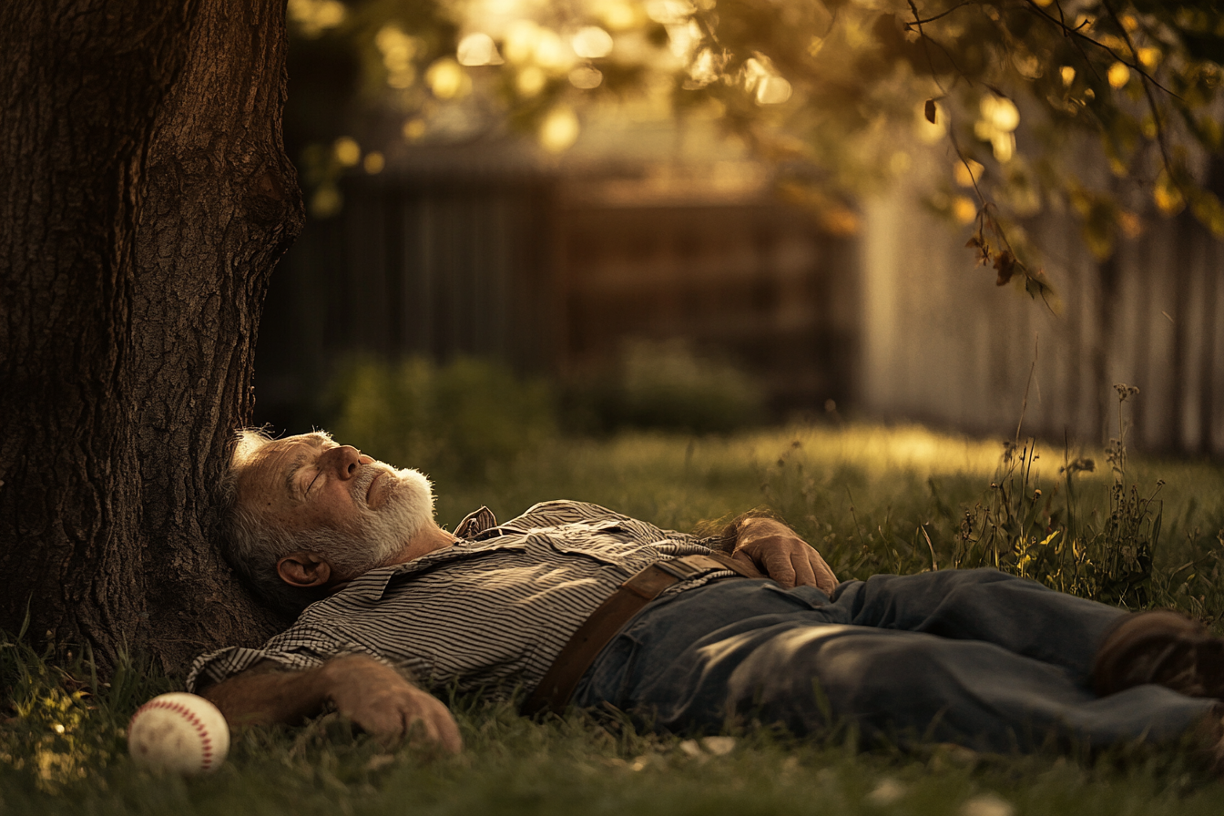 A baseball lying near an old man | Source: Midjourney