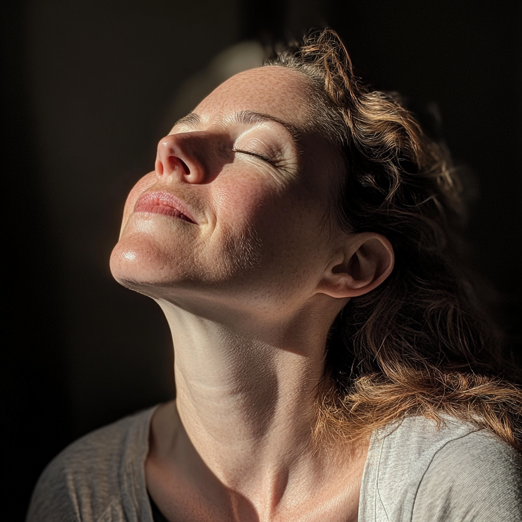 A smiling and relieved woman | Source: Midjourney