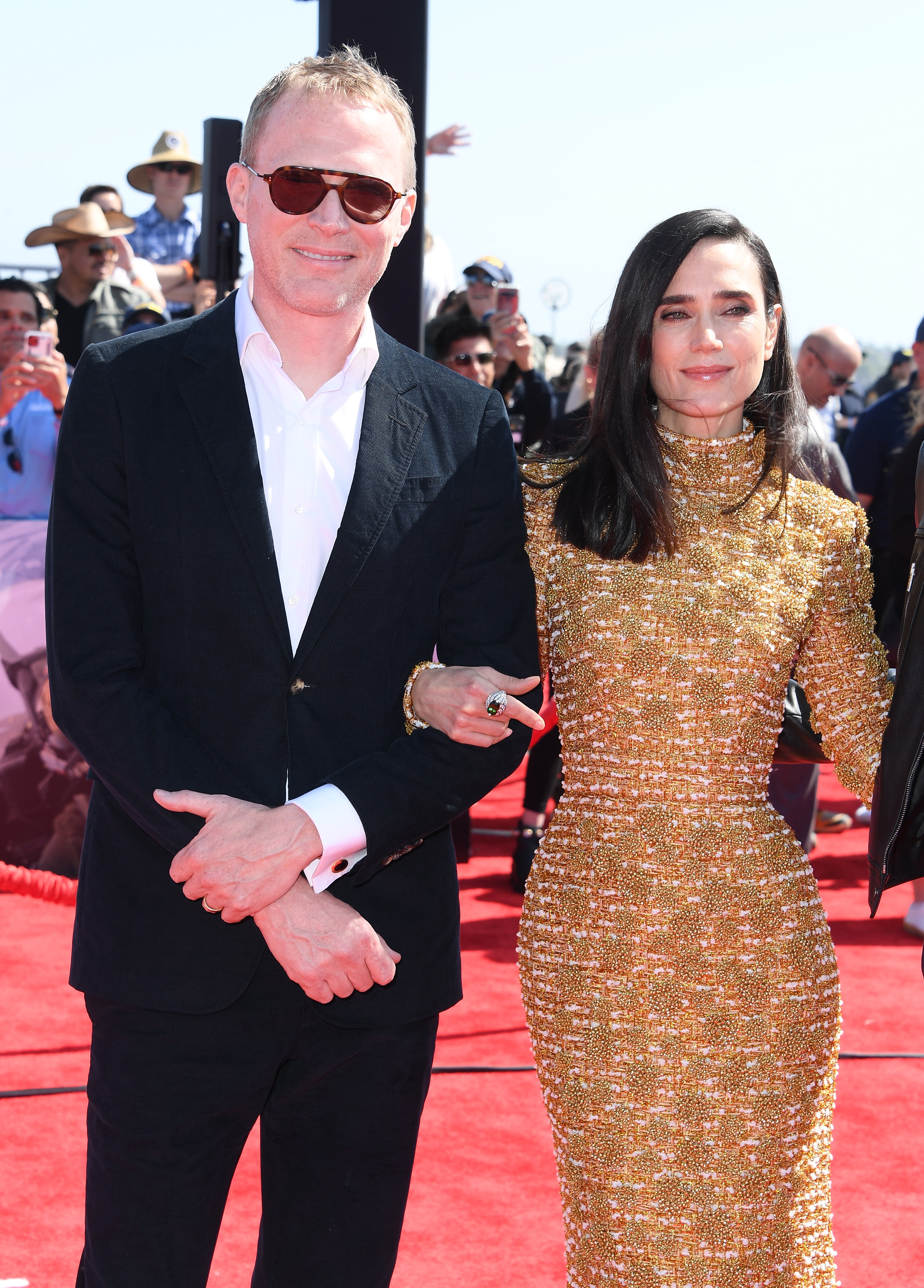 Jennifer Connelly and Paul Bettany walk hand-in-hand with their dog in New  York City