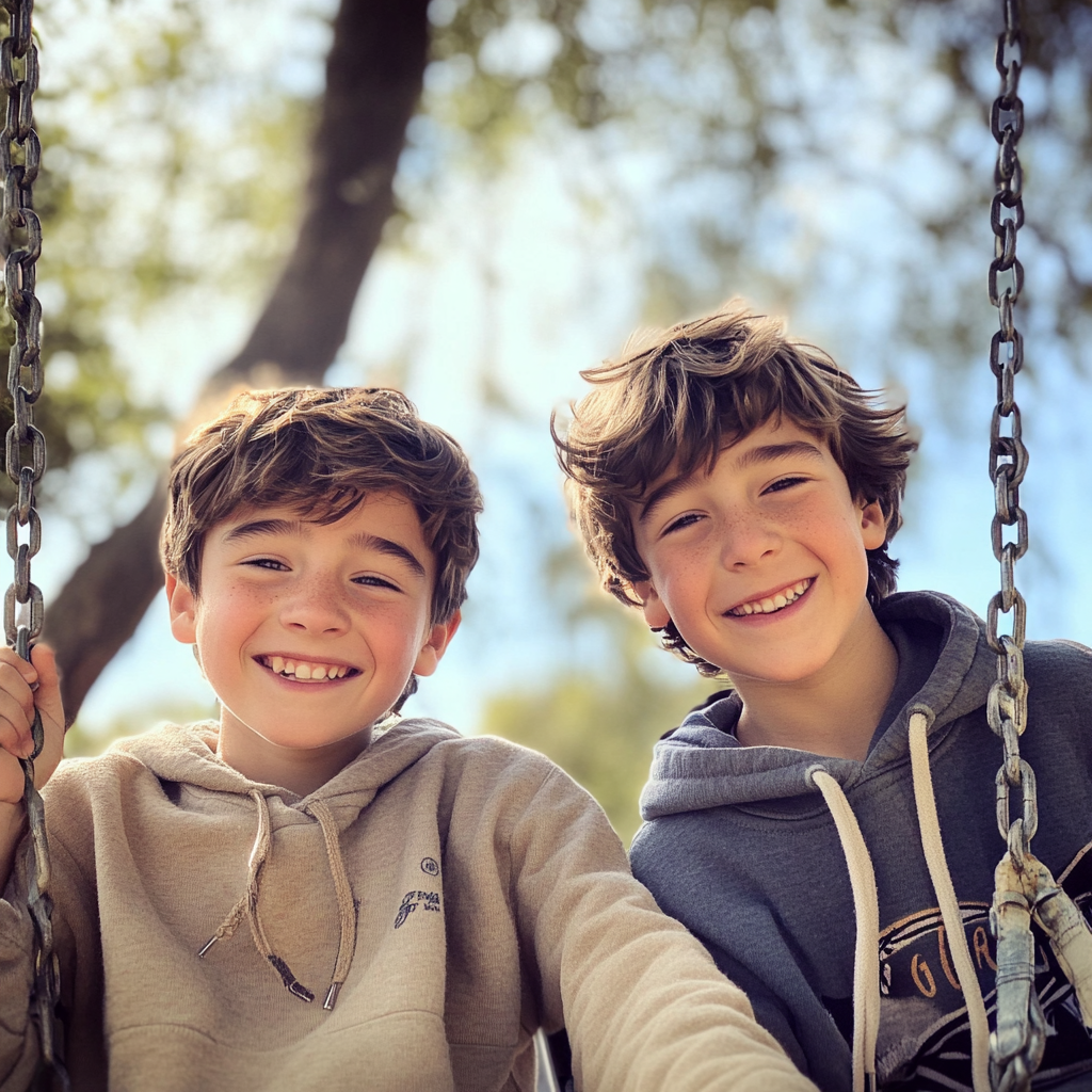 Boys on a swing set | Source: Midjourney