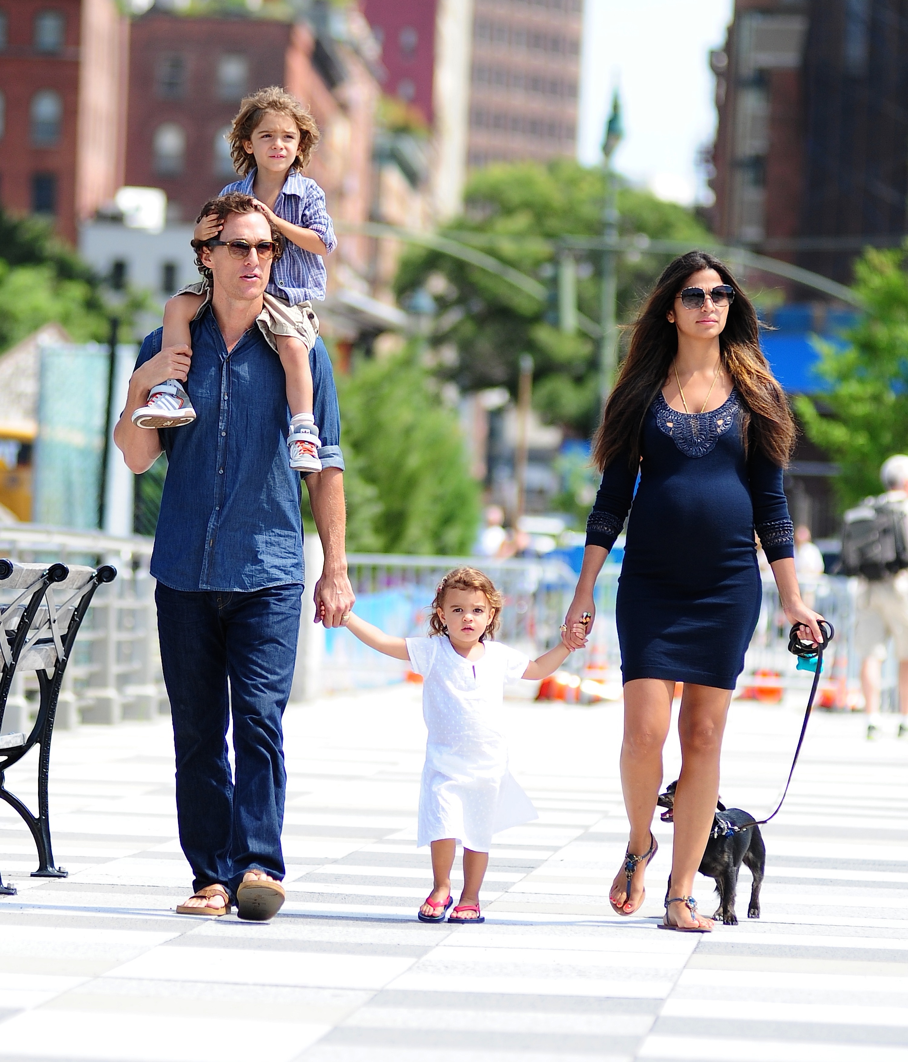 Matthew McConaughey, Levi, Vida, and Camila Alves are seen in Tribeca on the Streets of Manhattan in New York City, on August 26, 2012 | Source: Getty Images