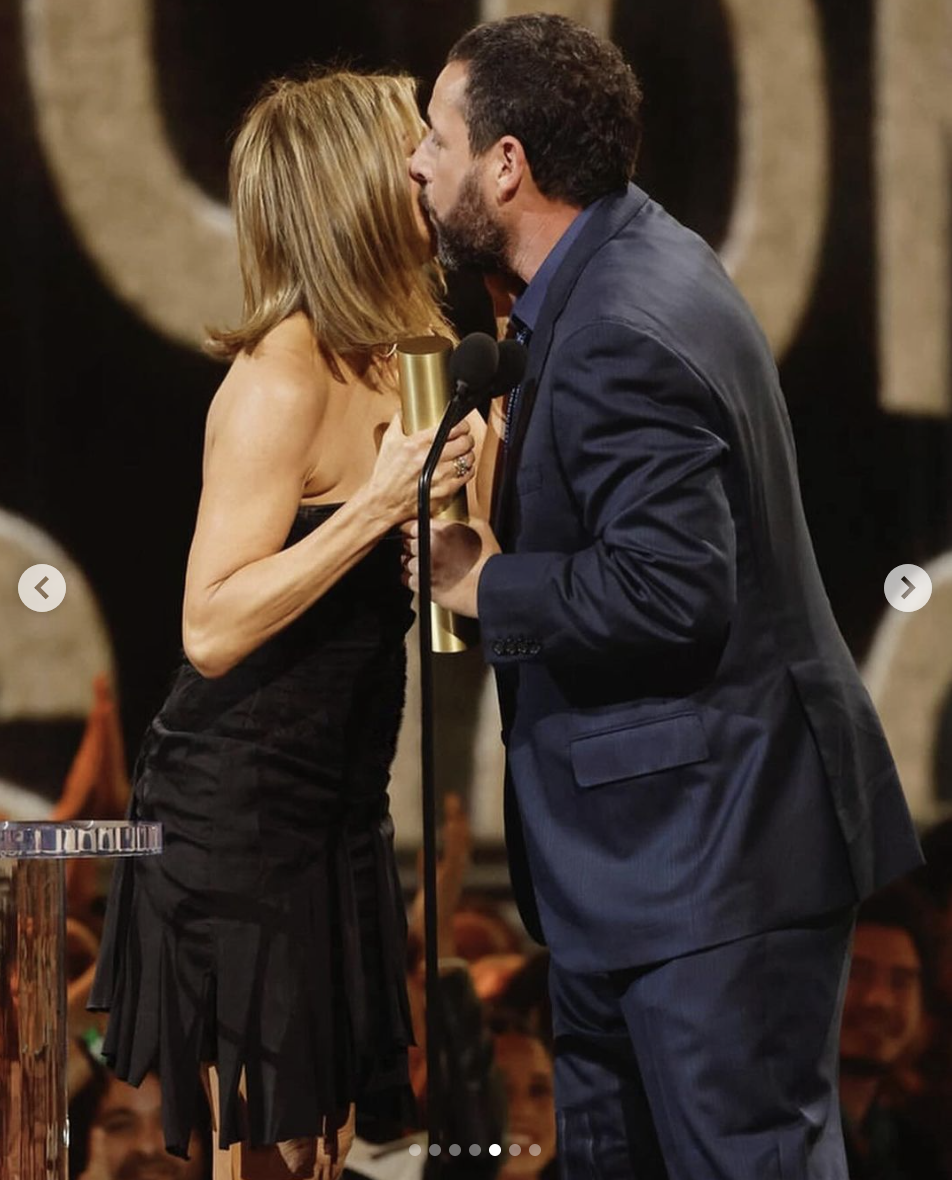 Jennifer Aniston and Adam Sandler at the People's Choice Awards, dated February 2024 | Source: Instagram/JenniferAniston