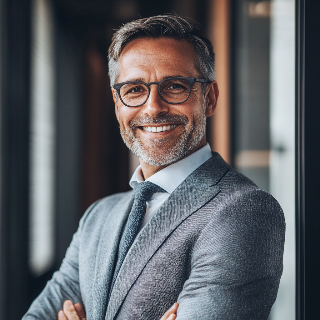 A smiling man in a suit | Source: Midjourney