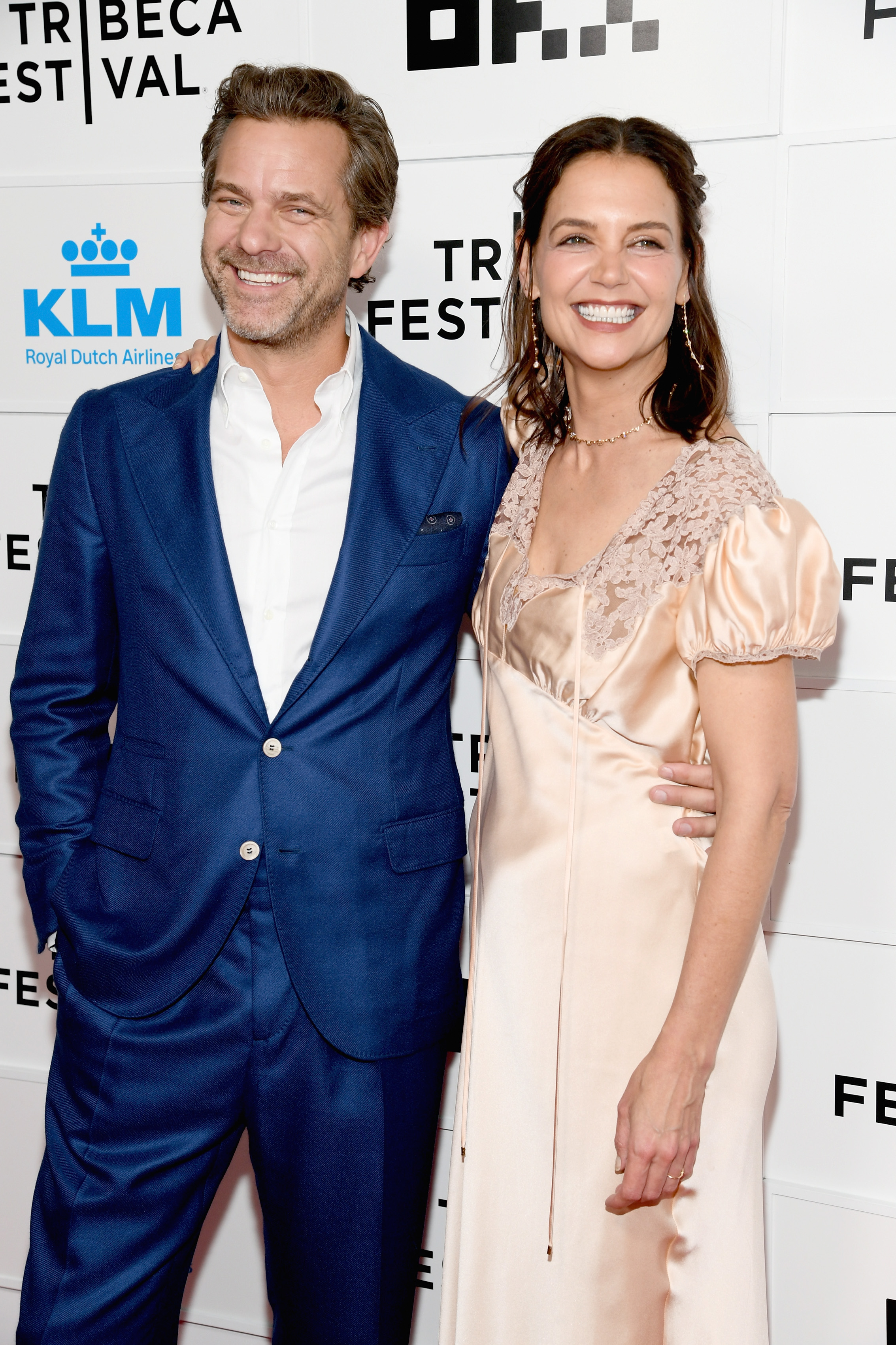 Joshua Jackson and Katie Holmes pose together at the "Happy Hours" premiere during the 2026 Tribeca Festival in New York City. | Source: Getty Images