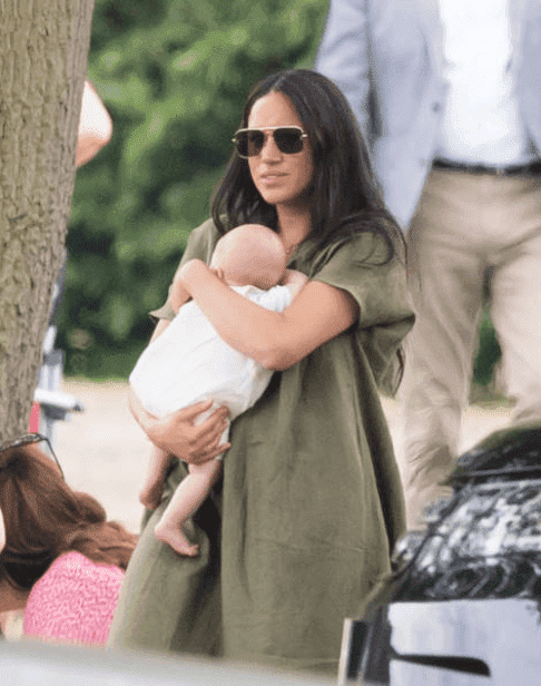 Meghan Markle and her son, Archie Harrison Mountbatten-Windsor watching the King Power Royal Charity Polo Match, at the Billingbear Polo Club, on July 10, 2019, England | Source: Getty Images