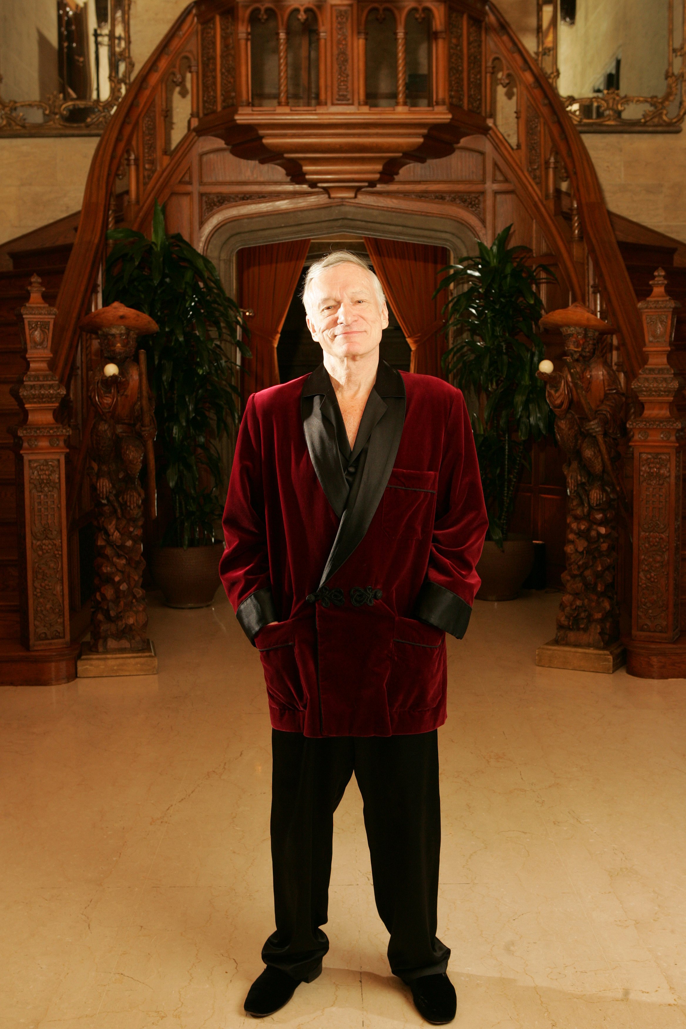 Hugh Hefner poses for a photo on November 17, 2005, in Los Angeles, California. | Source: Getty Images