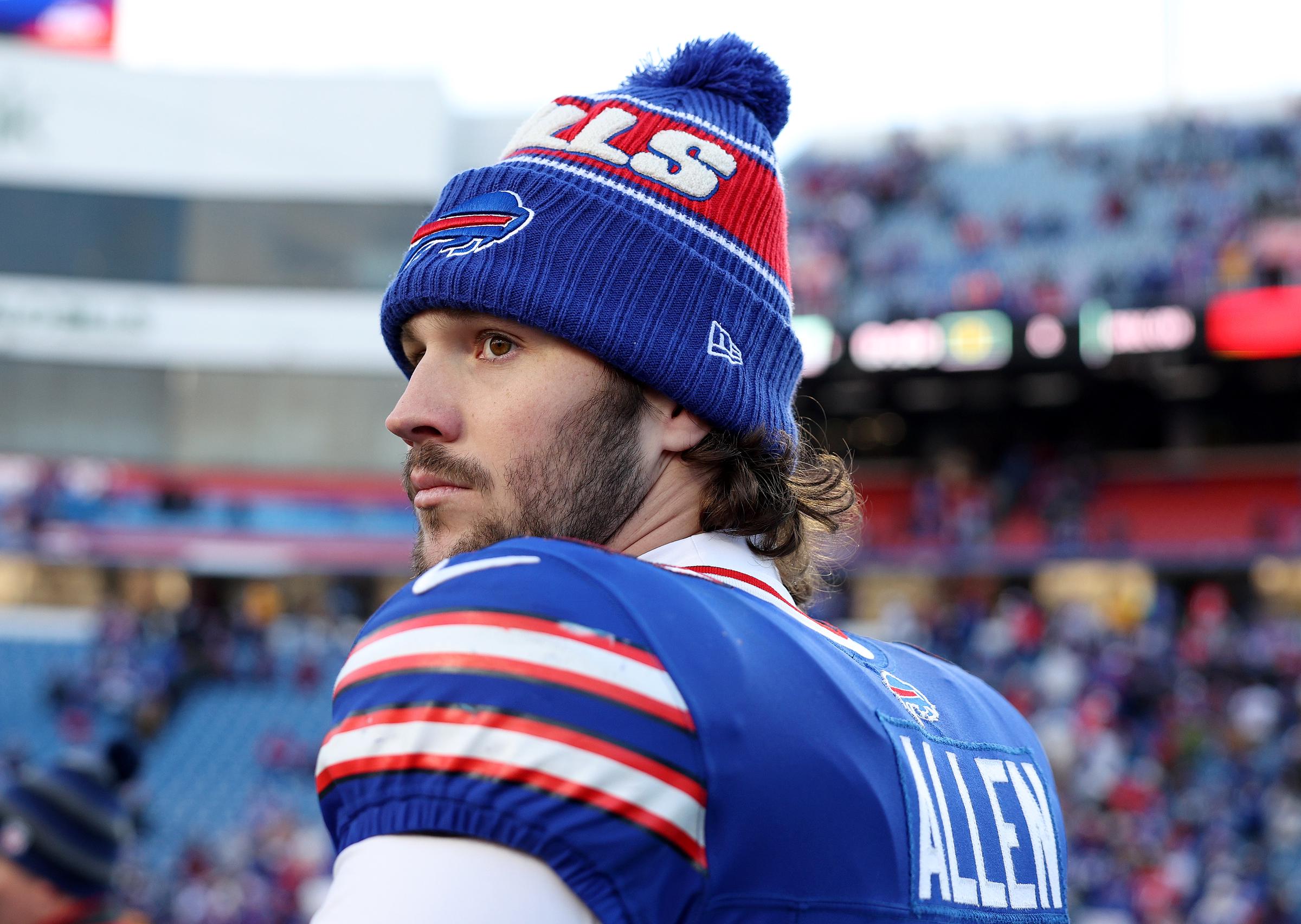 Josh Allen after the game between the Buffalo Bills and the Denver Broncos in Orchard Park, New York on January 12, 2025. | Source: Getty Images