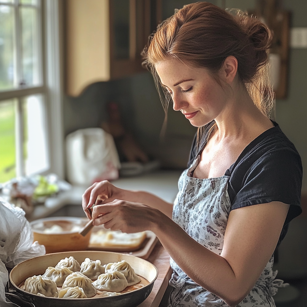 A woman making dumplings | Source: Midjourney