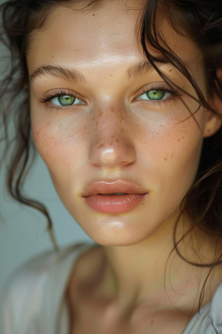 Imagining Bella Hadid if she hadn't undergone cosmetic enhancements, created via AI | Source: Midjourney