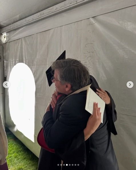 Elliott and George Stephanopoulos embrace, dated May 2025 | Source: Instagram/gstephanopoulos
