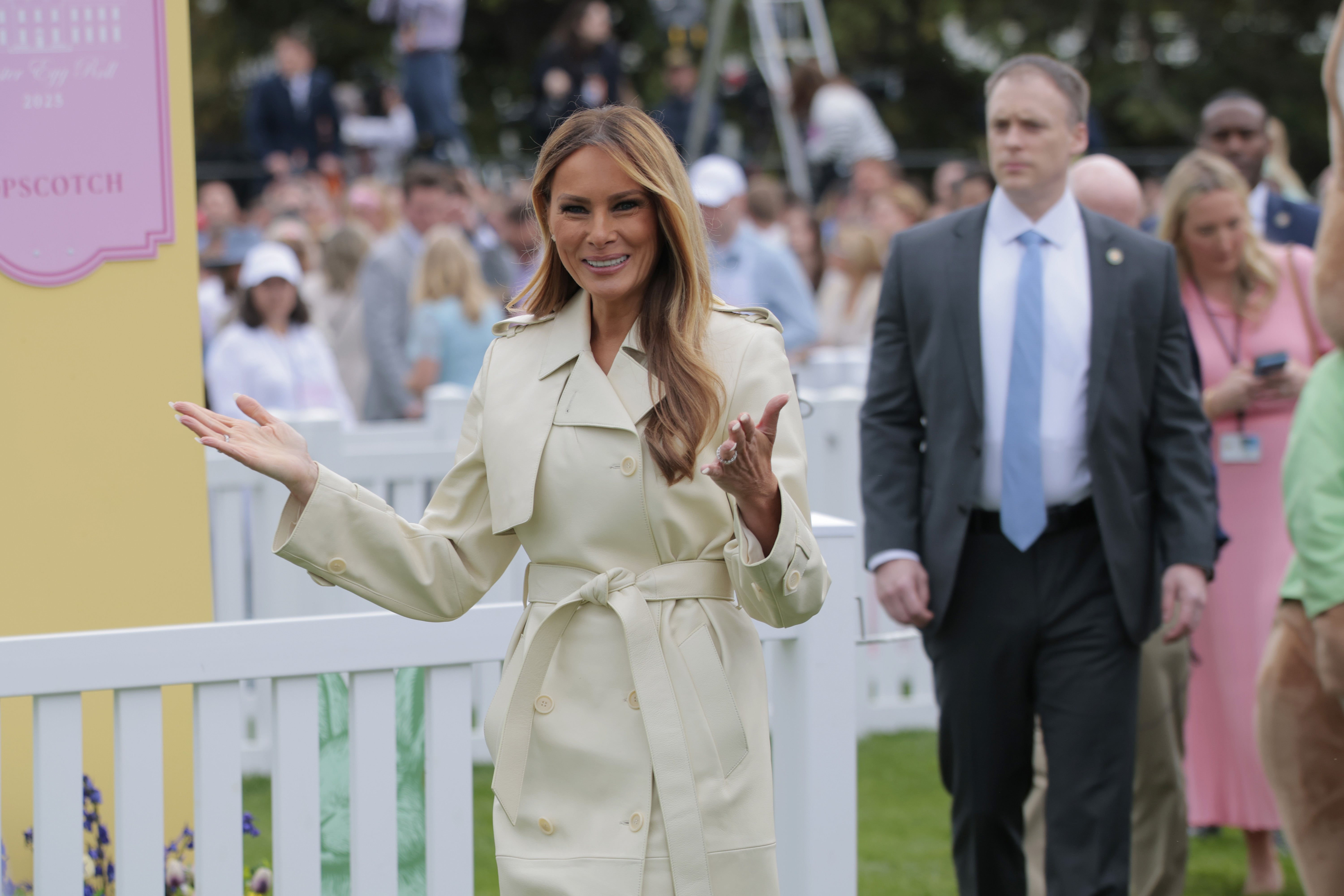 Melania Trump during the White House Egg Roll on the South Lawn of the White House on April 21, 2025, in Washington, D.C. | Source: Getty Images