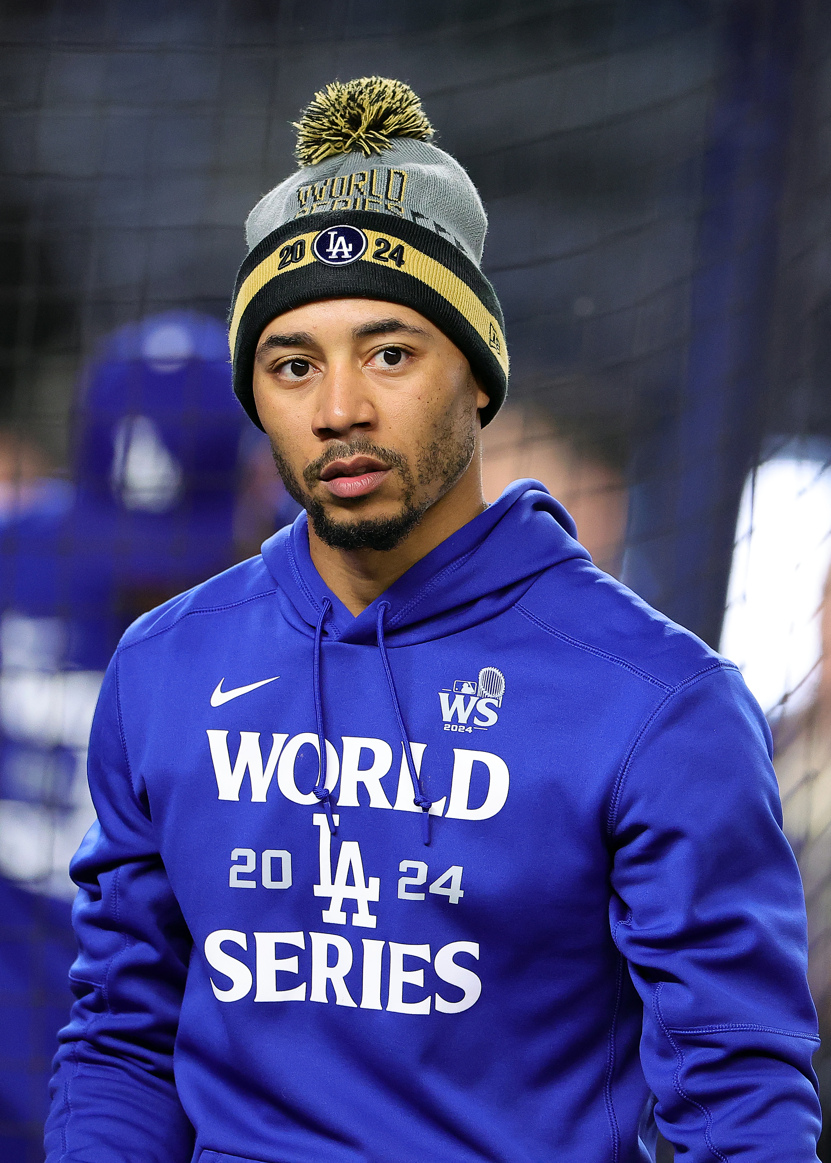 Mookie Betts during batting practice ahead of Game 4 of the World Series in New York City on October 29, 2024 | Source: Getty Images