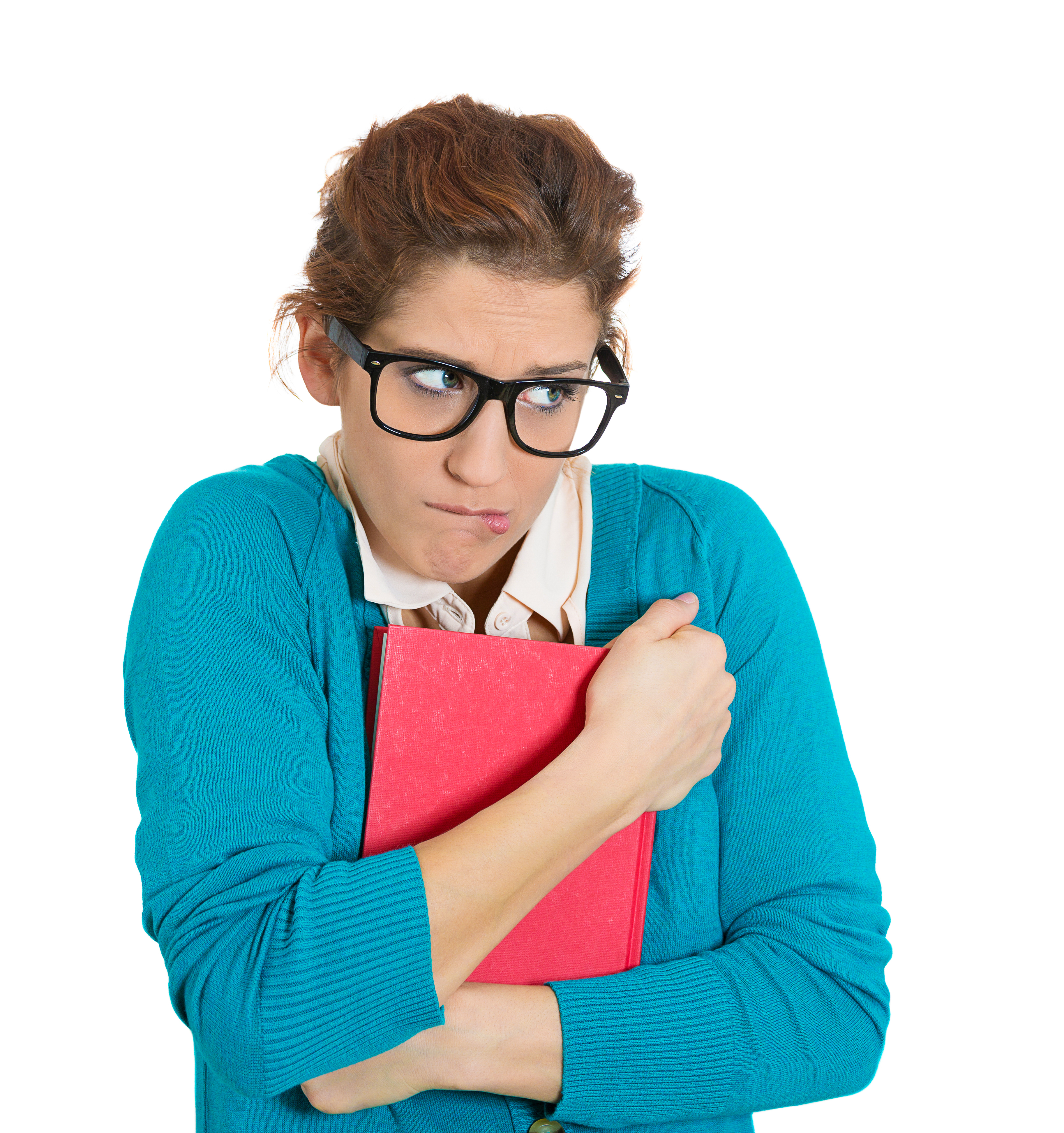 A sheepish woman avoiding eye contact | Source: Shutterstock