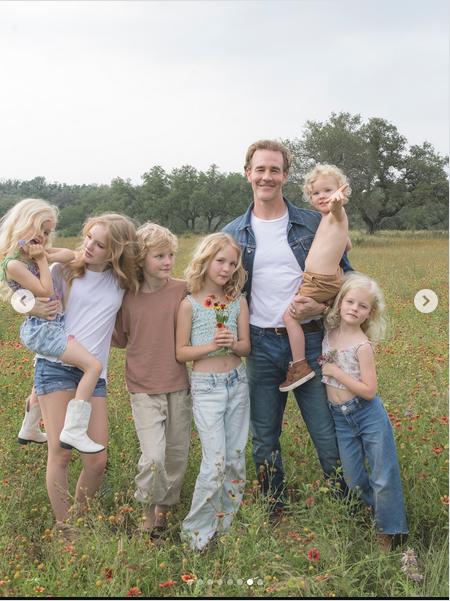 James Van Der Beek with his kids, Olivia, Joshua, Annabel, Emilia, Gwendolyn, and Jeremiah, from a post dated June 15, 2025 | Source: Instagram/vanderjames