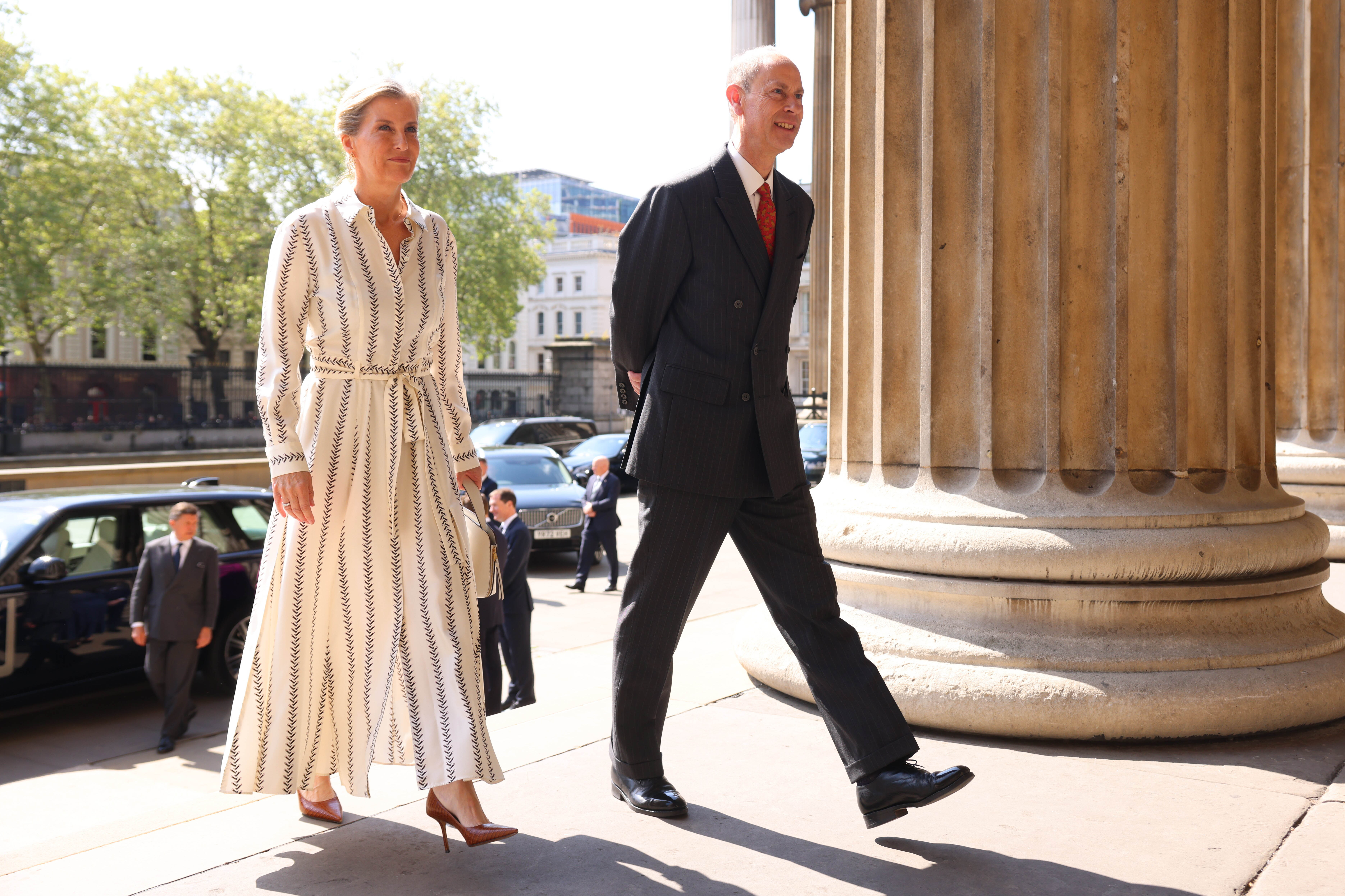 Sophie, Duchess of Edinburgh and Prince Edward, Duke of Edinburgh arrive at the British Museum on the 100th anniversary of the birth of Queen Elizabeth II on 21 April 2026 in London, England. | Source: Getty Images