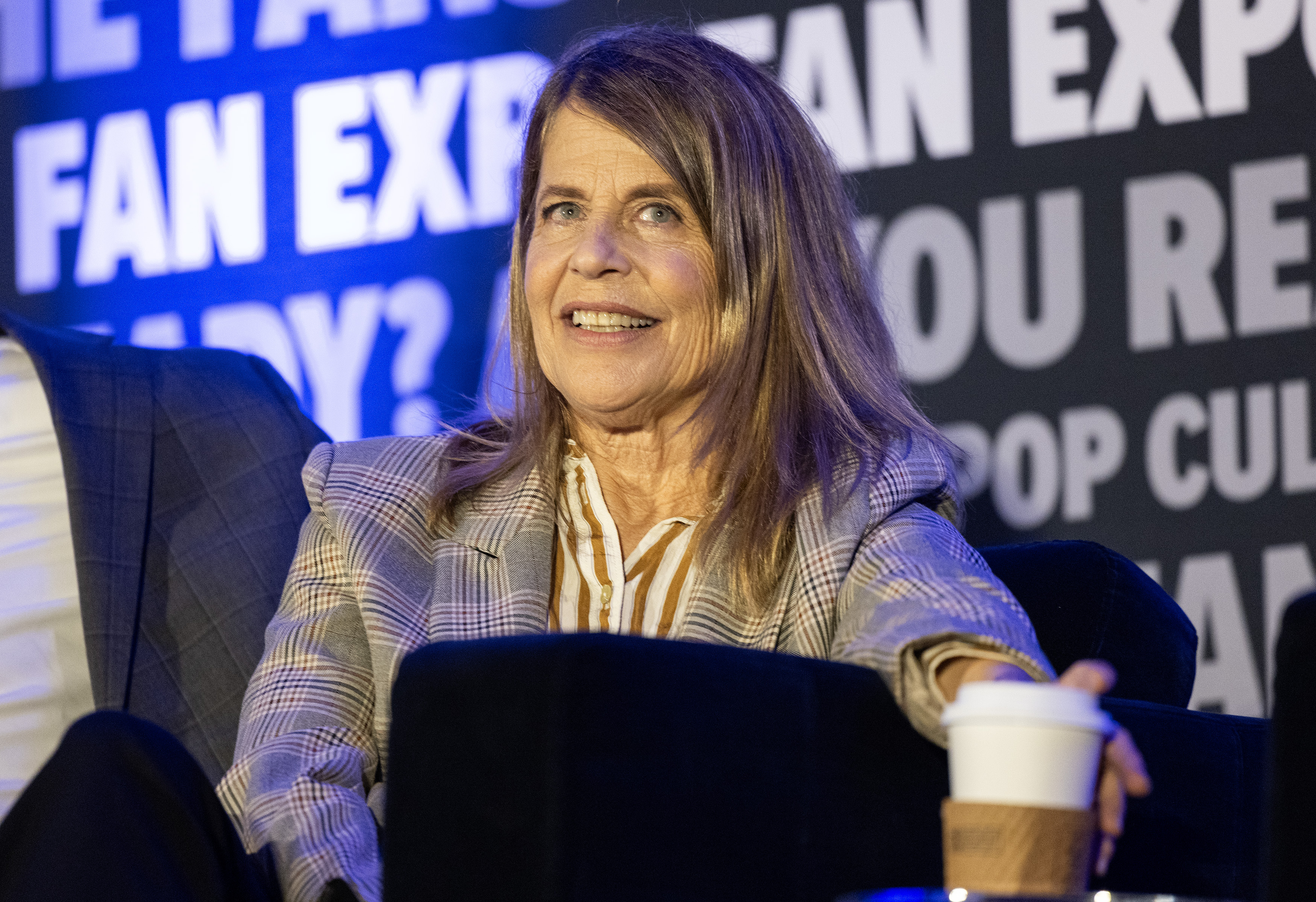 Linda Hamilton at the "Terminator Legacy: A Conversation With The Cast" panel at the FAN EXPO Chicago 2024 on August 17 in Rosemont, Illinois. | Source: Getty Images