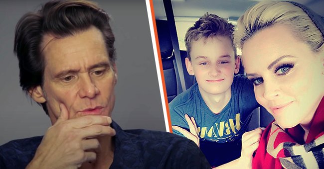 Jim Carrey pictured on TIFF Originals in 2017 [Left] Jenny McCarthy and her son posed for a selfie on Instagram. | Photo: YouTube/TIFF Originals & Instagram/jennymccarthy