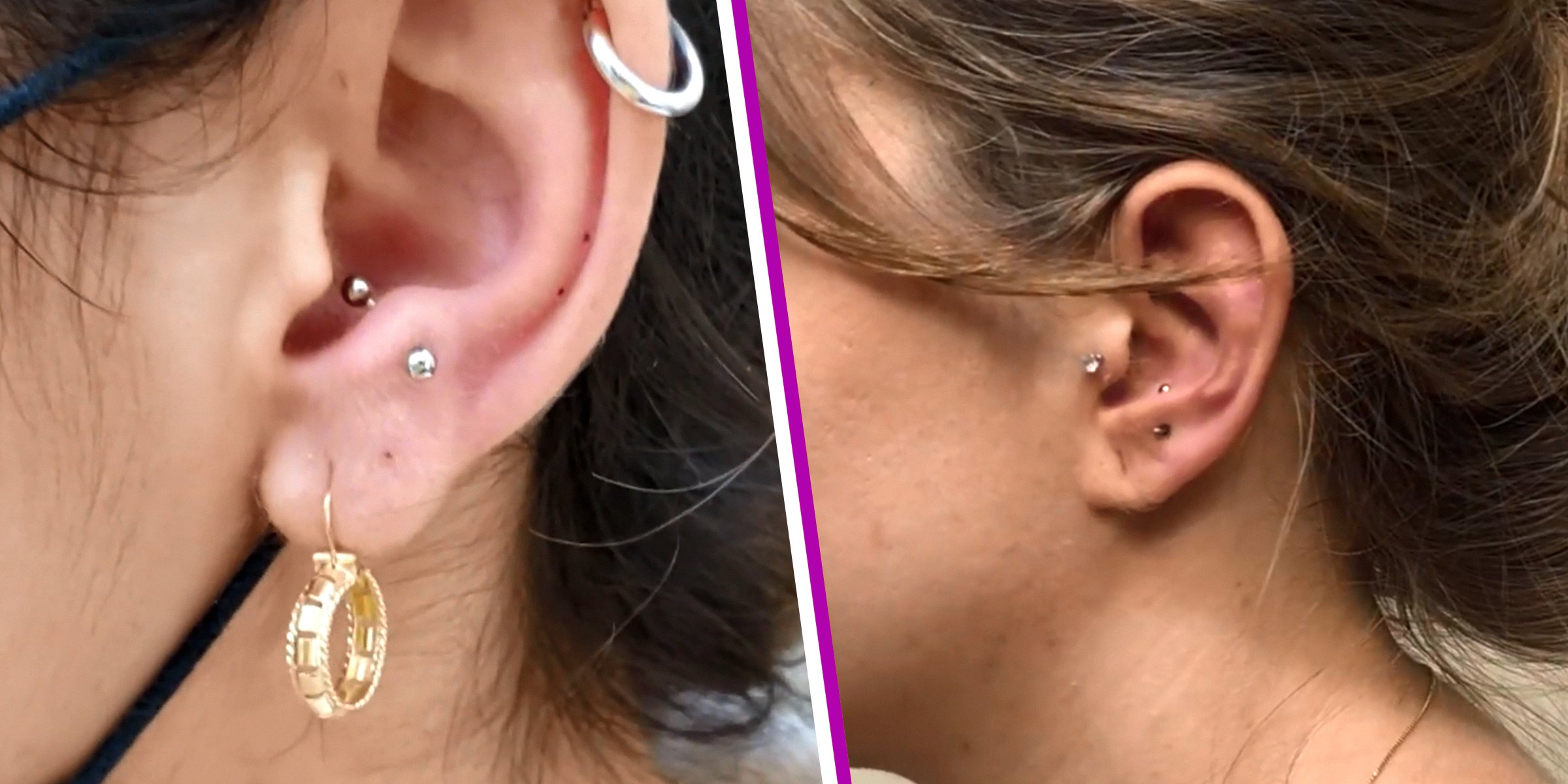 A Close-up Photo of a Woman with an Anti-tragus Piercing | Source: YouTube/Nick Piercing