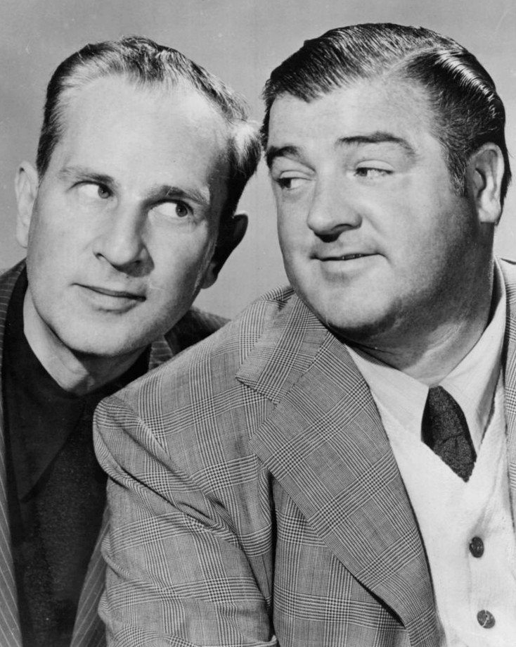 Photo of Bud Abbott and Lou Costello as the hosts of the television program "The Colgate Comedy Hour". | Photo:NBC Radio, Public domain, via Wikimedia Commons
