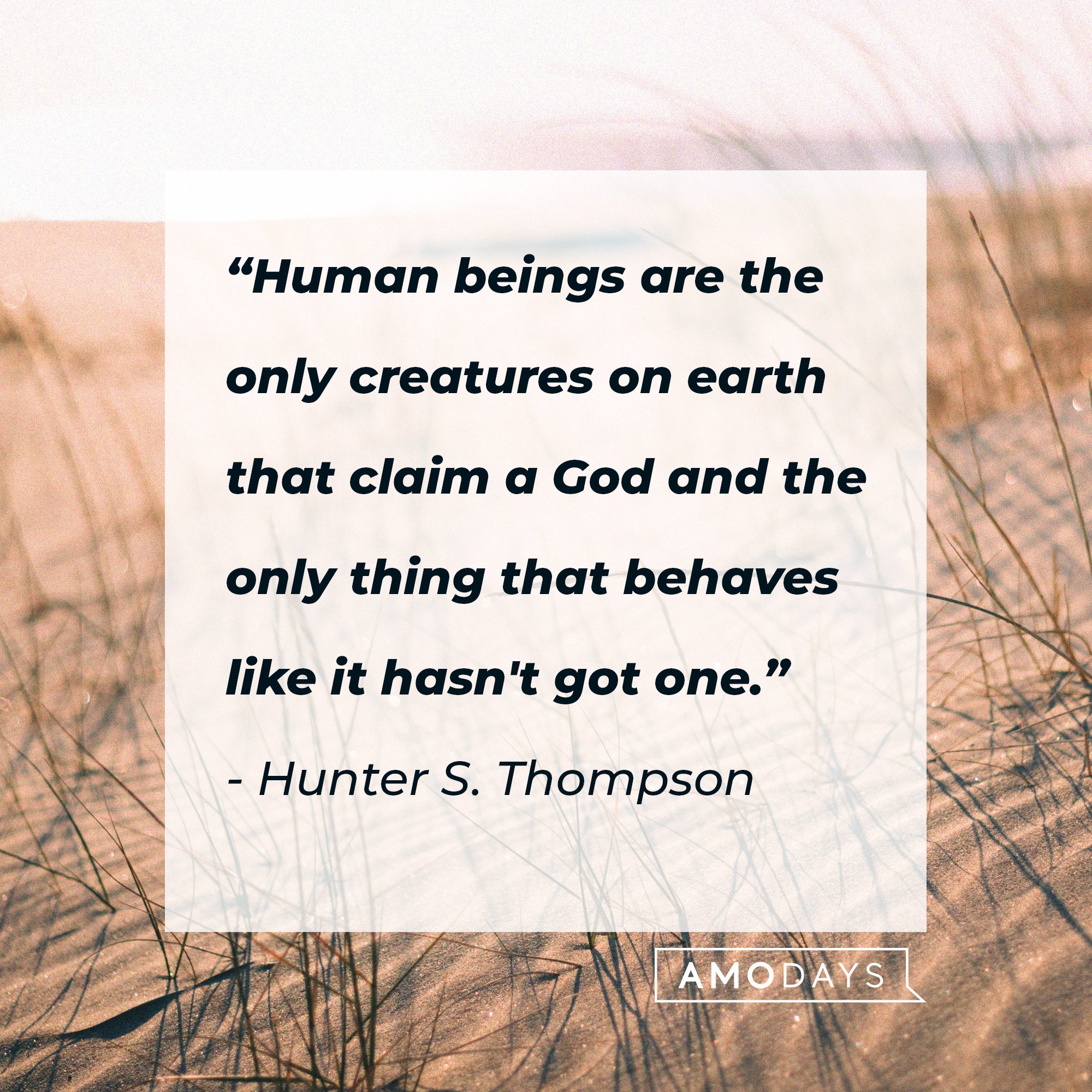 Hunter S. Thompson’s quote: “Human beings are the only creatures on earth that claim a God and the only thing that behaves like it hasn't got one.” | Image: AmoDays