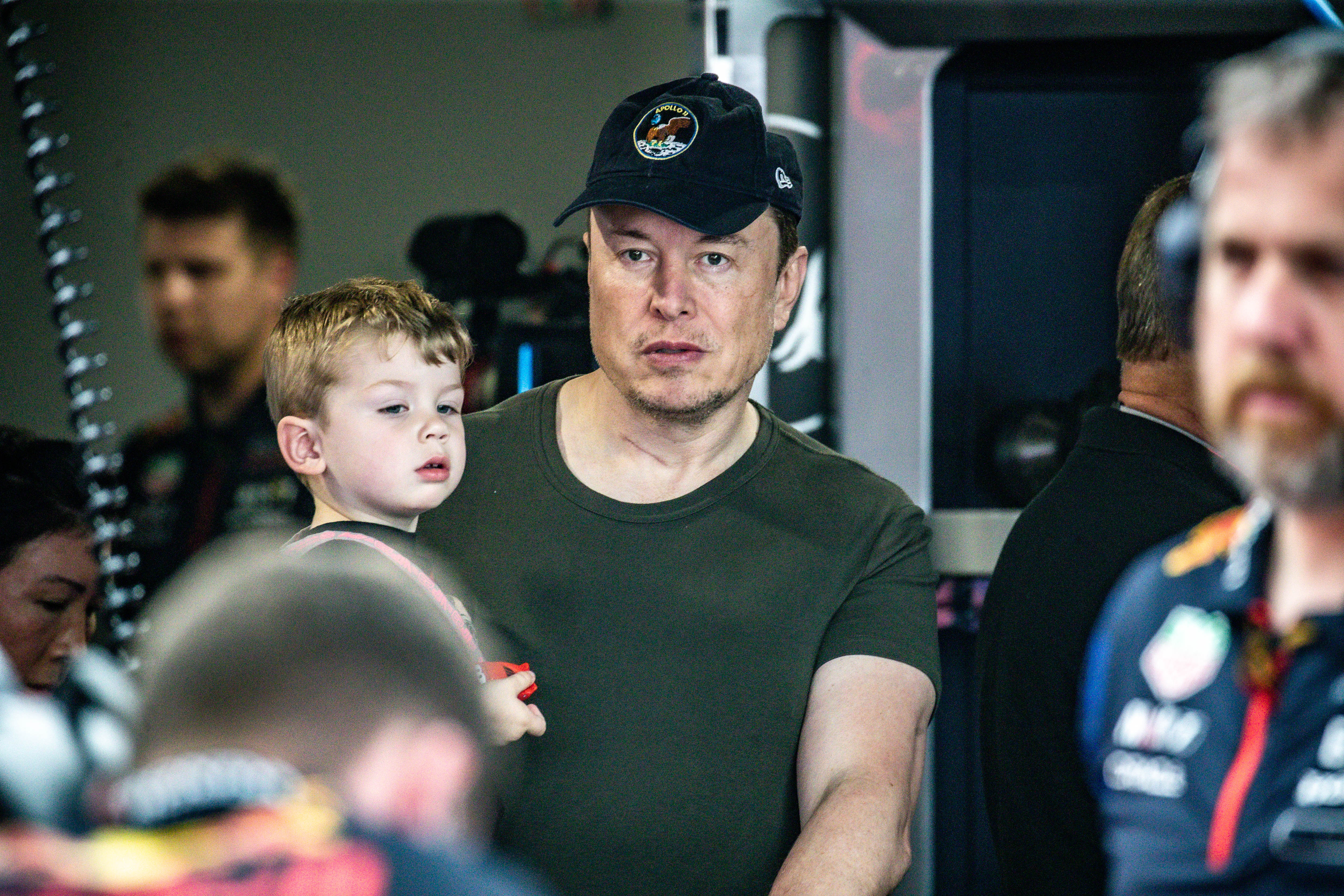 Elon Musk and his son in Miami in 2023 | Source: Getty Images