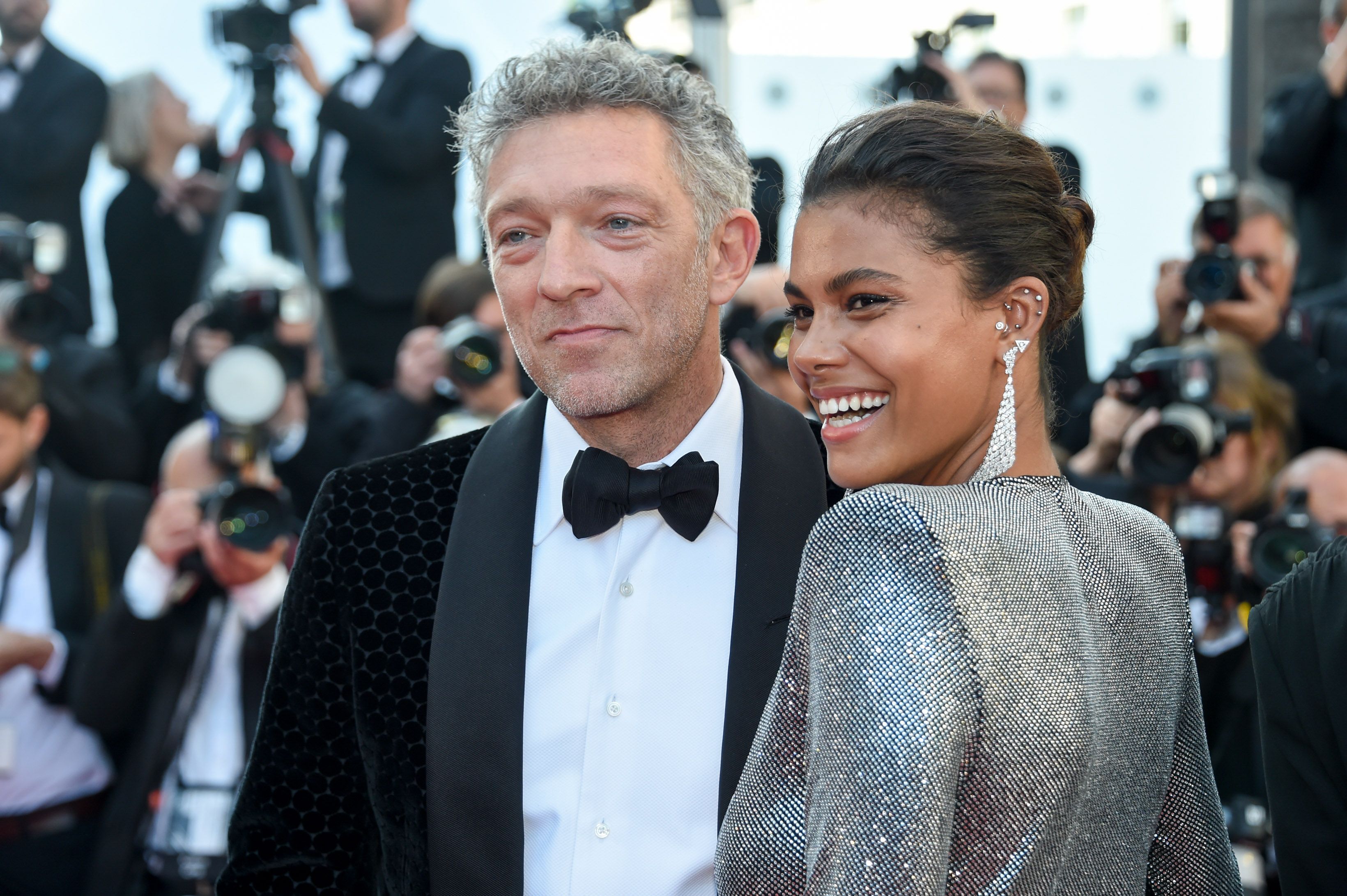 Vincent Cassel and Tina Kunakey at the screening of "Girls of The Sun" (Les Filles Du Soleil) during the 71st annual Cannes Film Festival at Palais des Festivals on May 12, 2018 | Photo: Getty Images