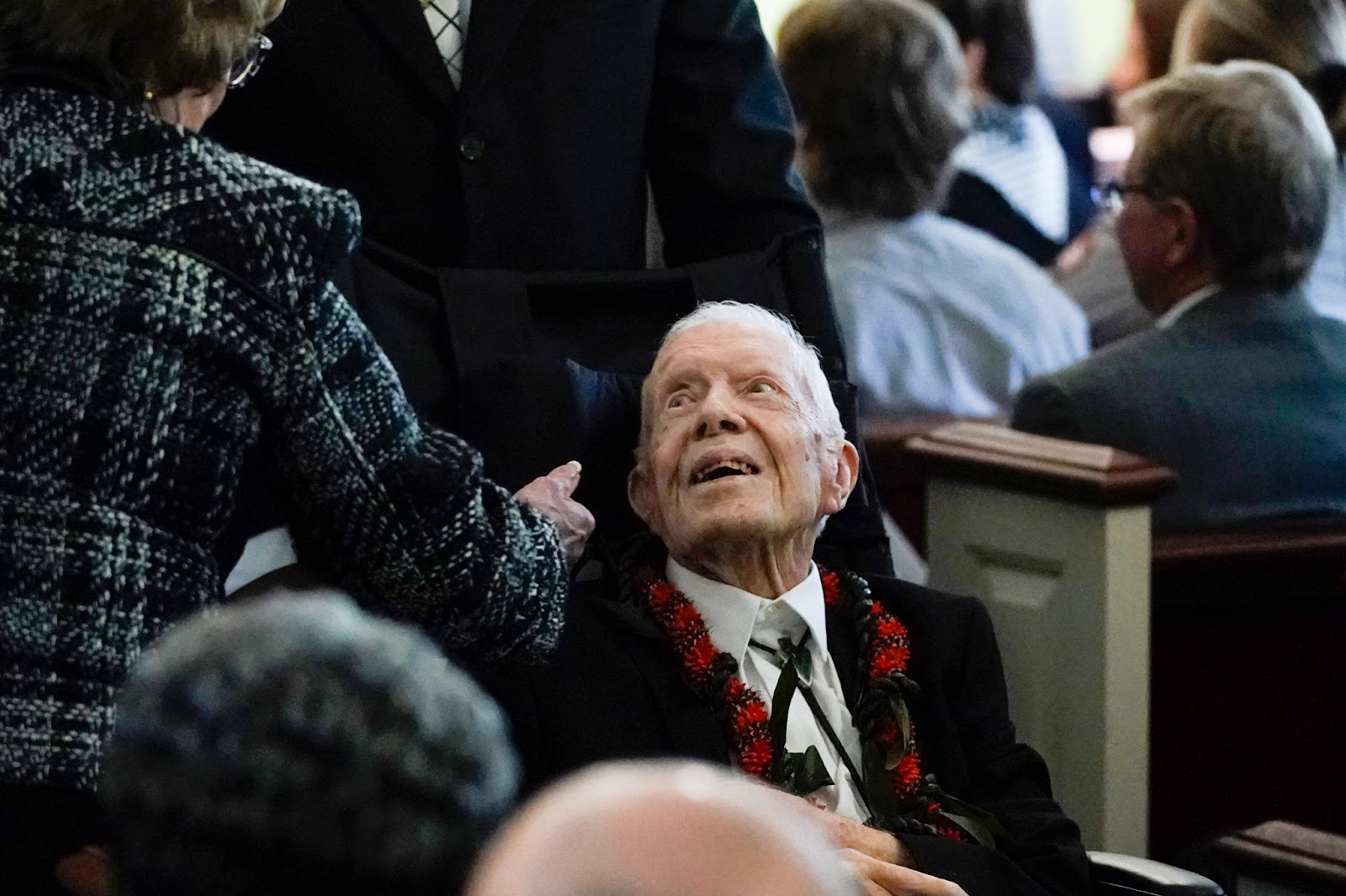 Jimmy Carter at his wife's funeral service on November 29, 2023. | Source: Getty Images