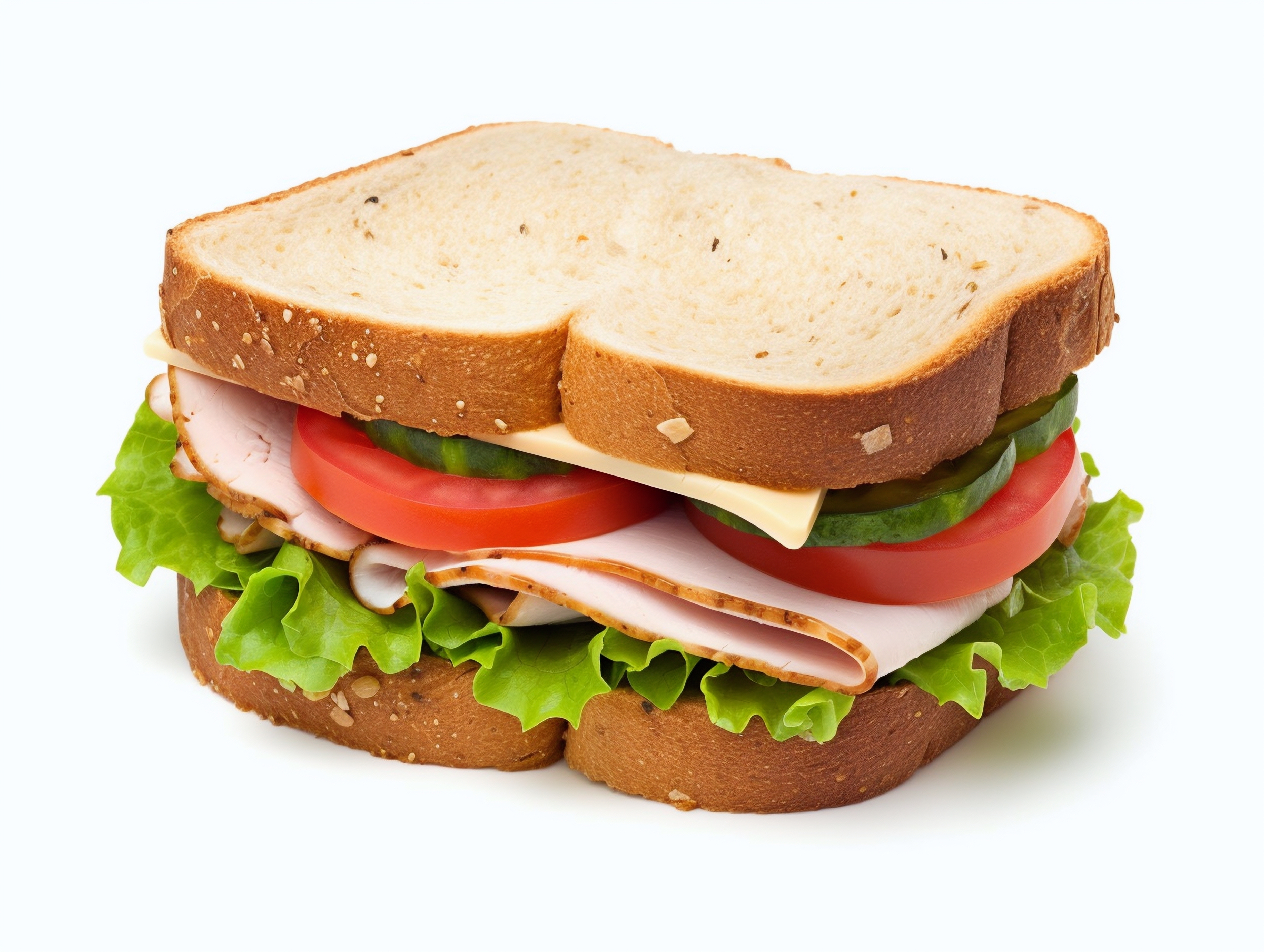 A ham, cheese, cucumber, and tomato sandwich | Source: Shutterstock