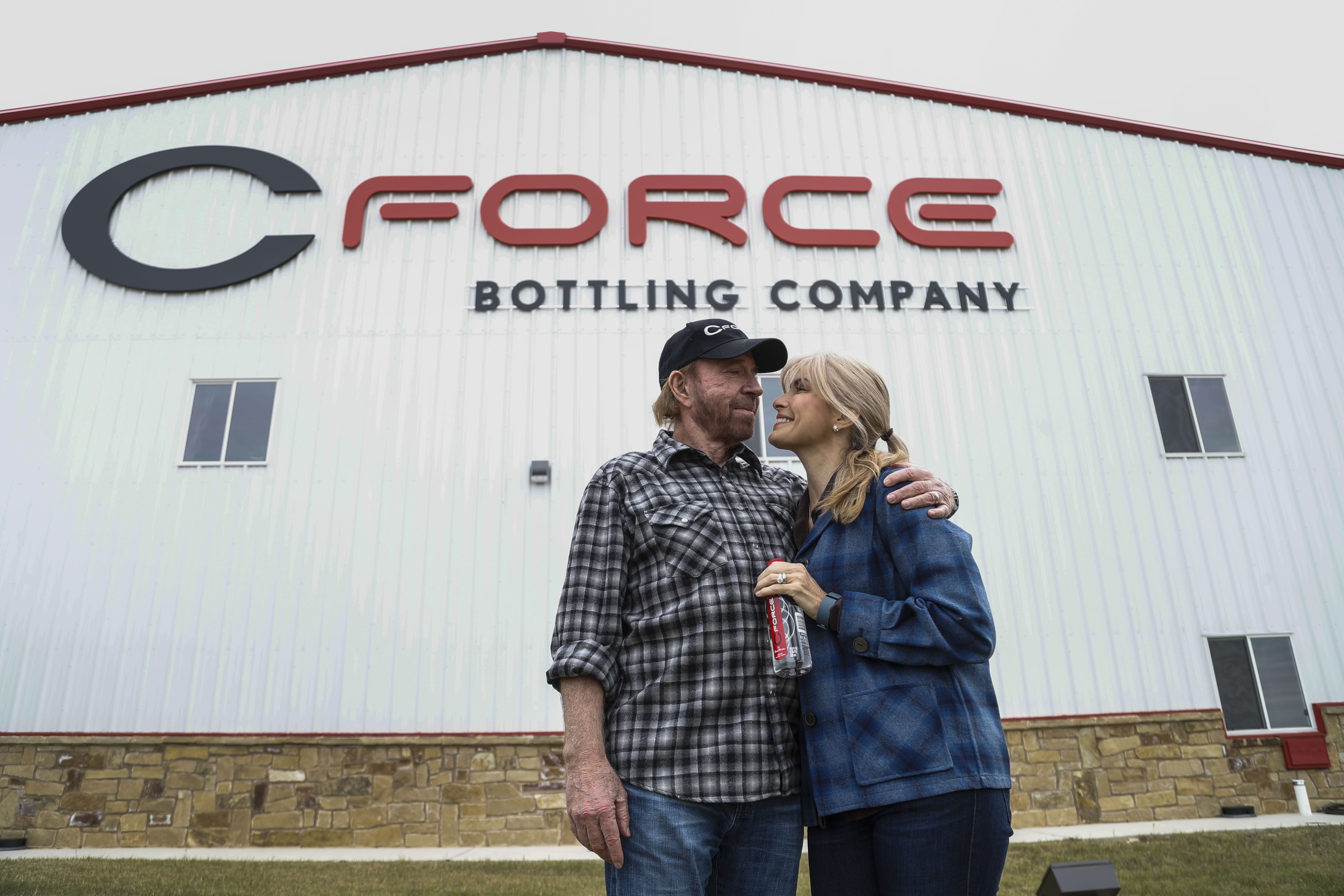Chuck Norris and Gena O'Kelley, have a new line of bottled water called CFORCE that is bottled on his Navasota ranch, photographed, January 4, 2017. | Source: Getty Images