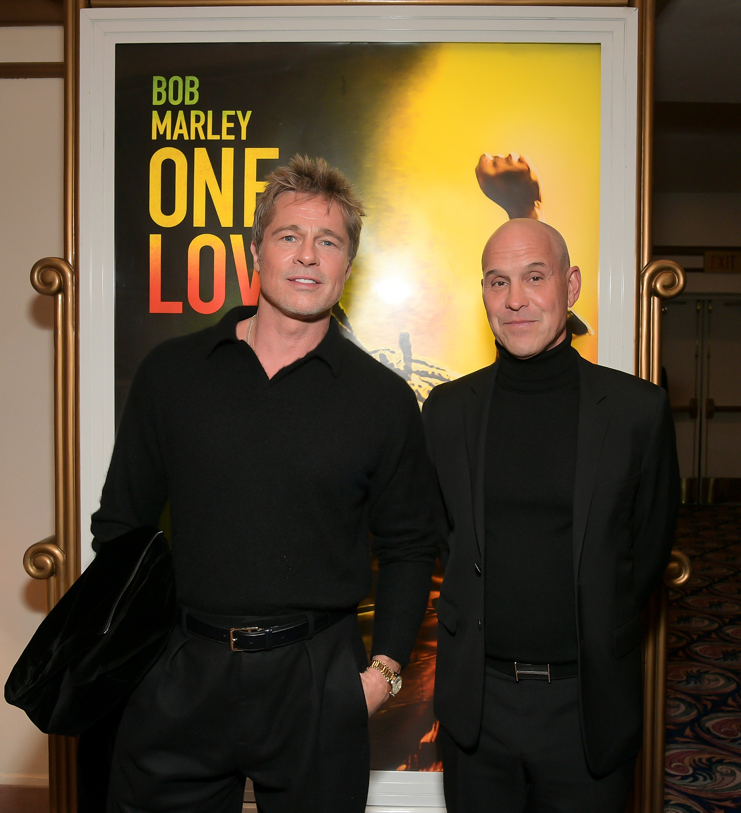 Brad Pitt and Brian Robbins during the Los Angeles Premiere of "Bob Marley: One Love" at Regency Village Theatre on February 6, 2024, in Los Angeles, California. | Source: Getty Images