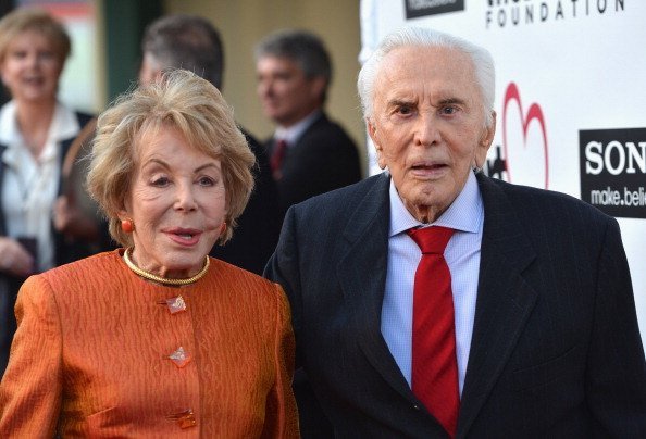 Anne Douglas and actor Kirk Douglas arrive to The Heart Foundation Gala at Hollywood Palladium on May 10, 2012, in Hollywood, California. | Source: Getty Images.