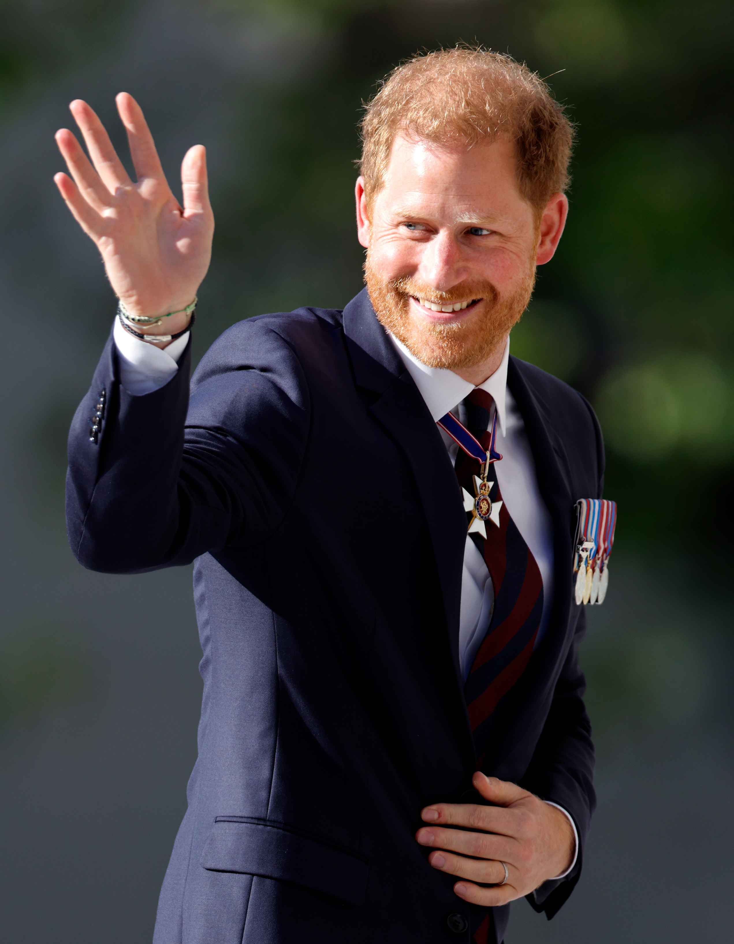 Prince Harry waves at the crowd at St. Paul's Cathedral on May 8, 2024, in London, England. | Source: Getty Images